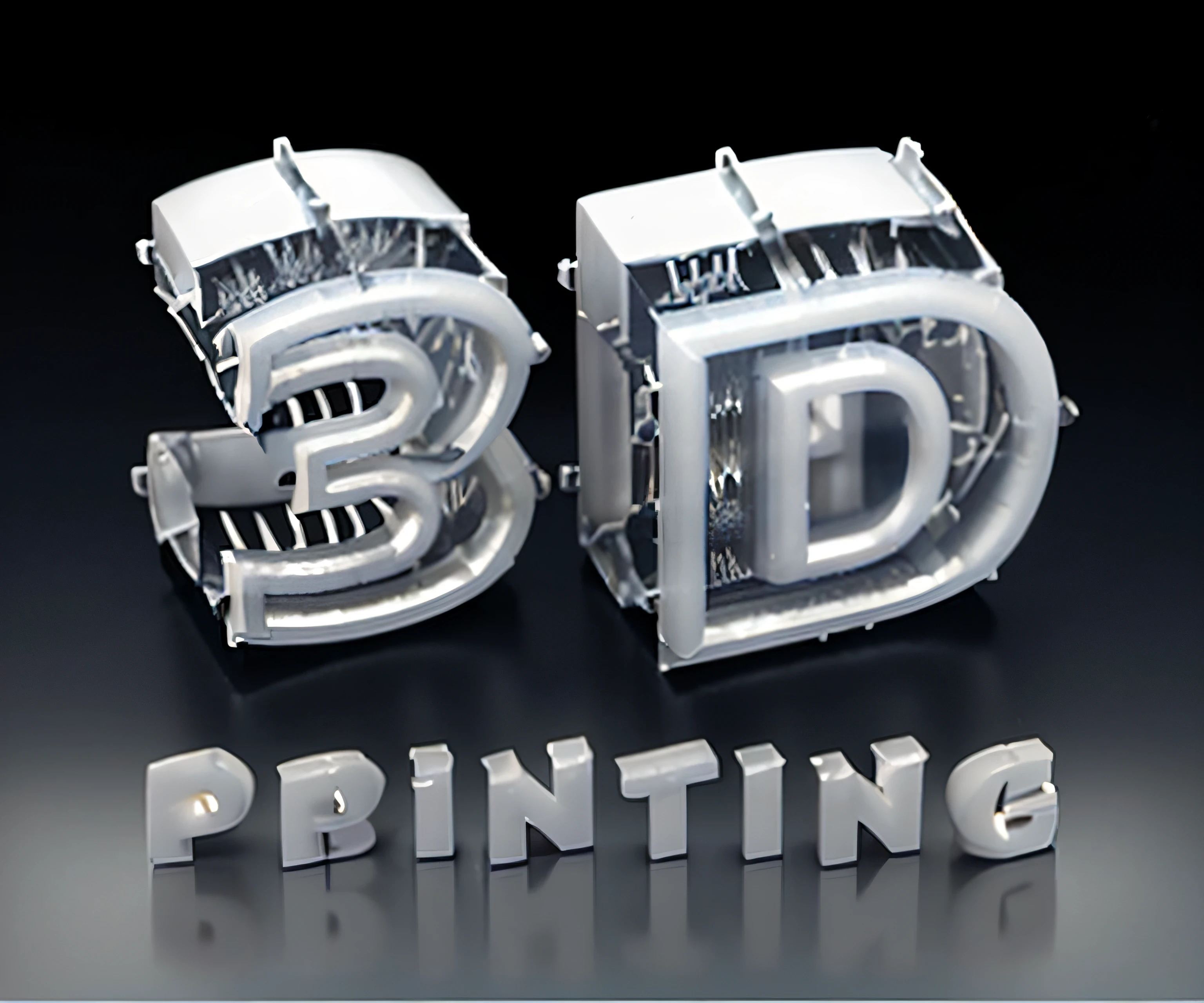 Print with the letters "3D PRINTING",Letters present the technological feel of 3D printing,Clear details,The shell has a bit of blue light,high-definition picture quality。