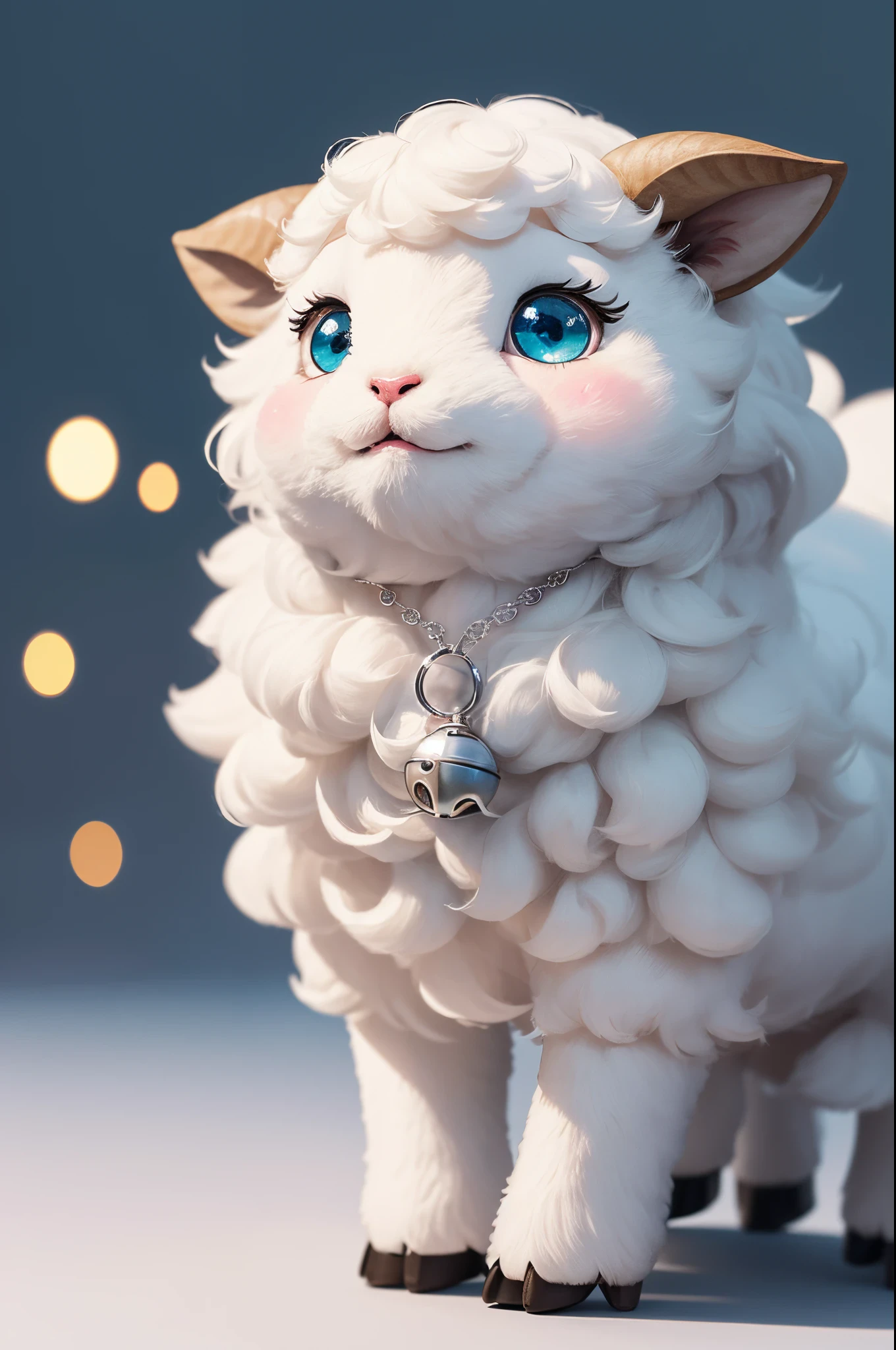 8K,Cute little surreal sheep with different colored eyes wary necklace、Chibi、Adorable and fluffy、Logo Design、comic strip、cinematic lighting effect、A charming、3D Vector Art、Cute and quirky、Fantasyart、bokeh dof、handdraw、digitial painting、Soft lighting、Isometric style、4K resolution、photo realistic render、Highly detailed clean、Vector image、A photorealistic masterpiece、professional photograpy、Simple space background、Flat white background、 isometry、vivid vector