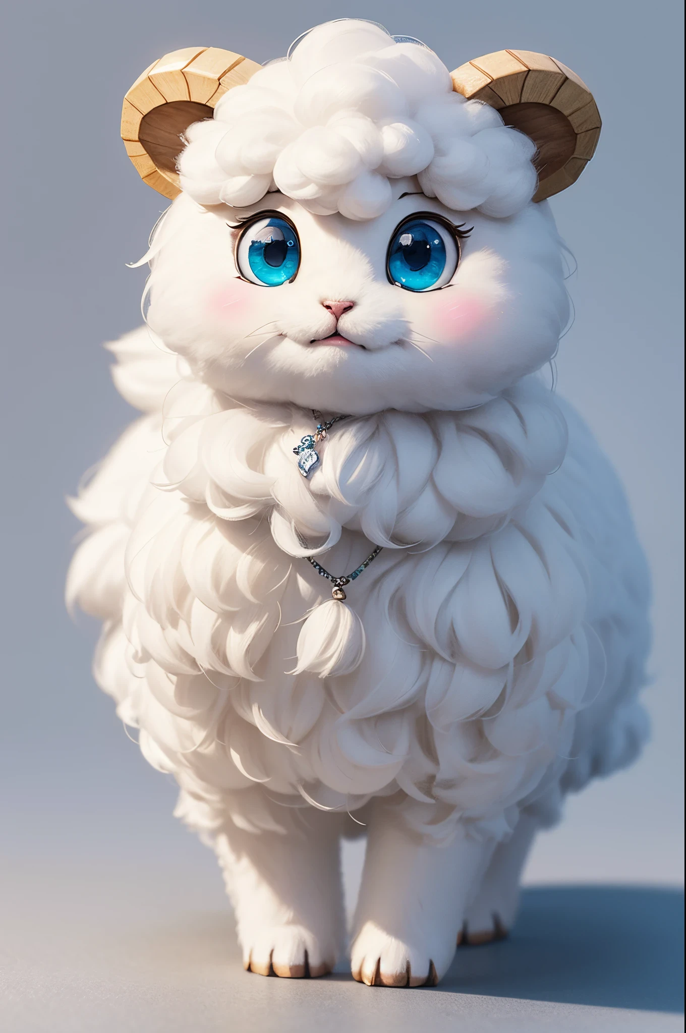 8K,Cute little surreal sheep with different colored eyes wary necklace、Chibi、Adorable and fluffy、Logo Design、comic strip、cinematic lighting effect、A charming、3D Vector Art、Cute and quirky、Fantasyart、bokeh dof、handdraw、digitial painting、Soft lighting、Isometric style、4K resolution、photo realistic render、Highly detailed clean、Vector image、A photorealistic masterpiece、professional photograpy、Simple space background、Flat white background、 isometry、vivid vector