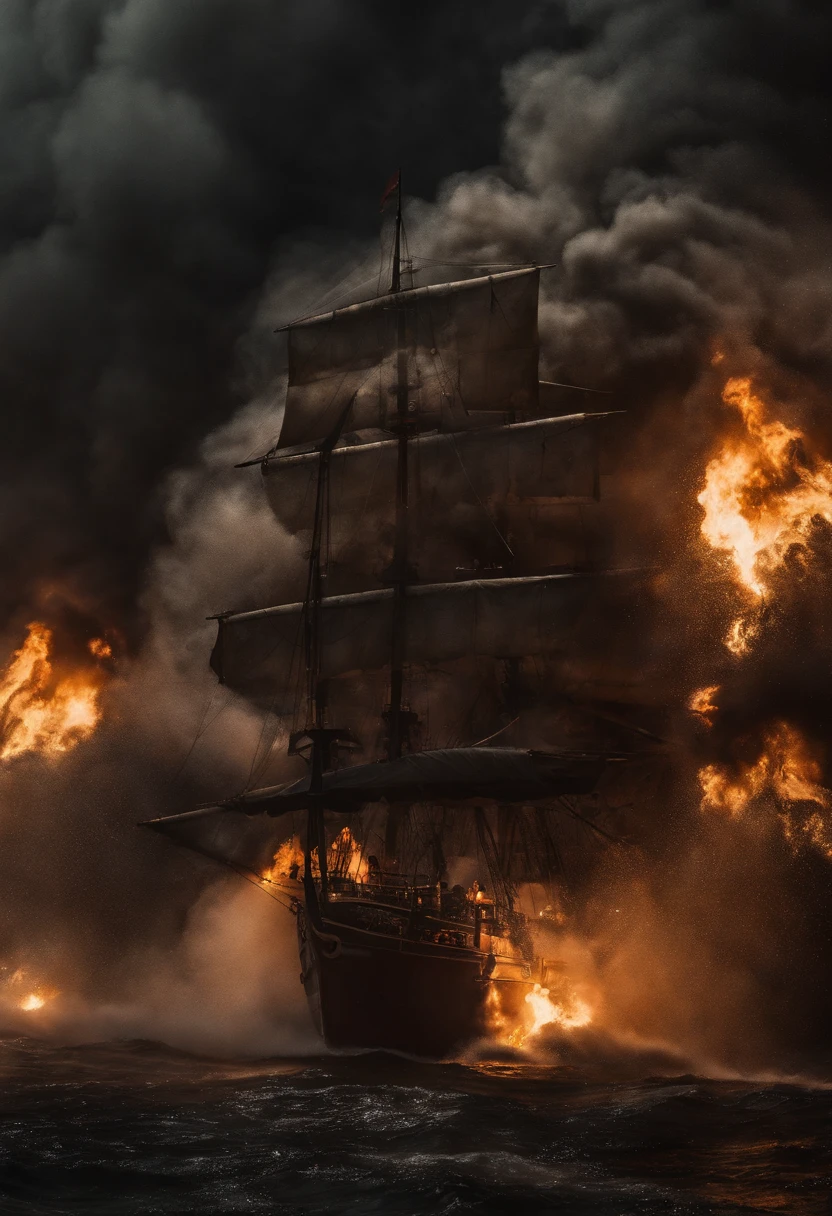 fire a cannon、Sail ships、Force、karo、Best Quality、masuter piece