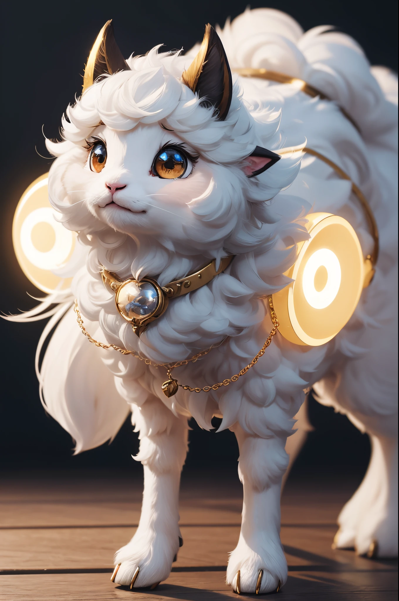 8K,Cute little surreal sheep with golden eyes wary necklace、Chibi、Adorable and fluffy、Logo Design、comic strip、cinematic lighting effect、A charming、3D Vector Art、Cute and quirky、Fantasyart、bokeh dof、handdraw、digitial painting、Soft lighting、Isometric style、4K resolution、photo realistic render、Highly detailed clean、Vector image、A photorealistic masterpiece、professional photograpy、Simple space background、Flat white background、 isometry、vivid vector,Stand on both feet,