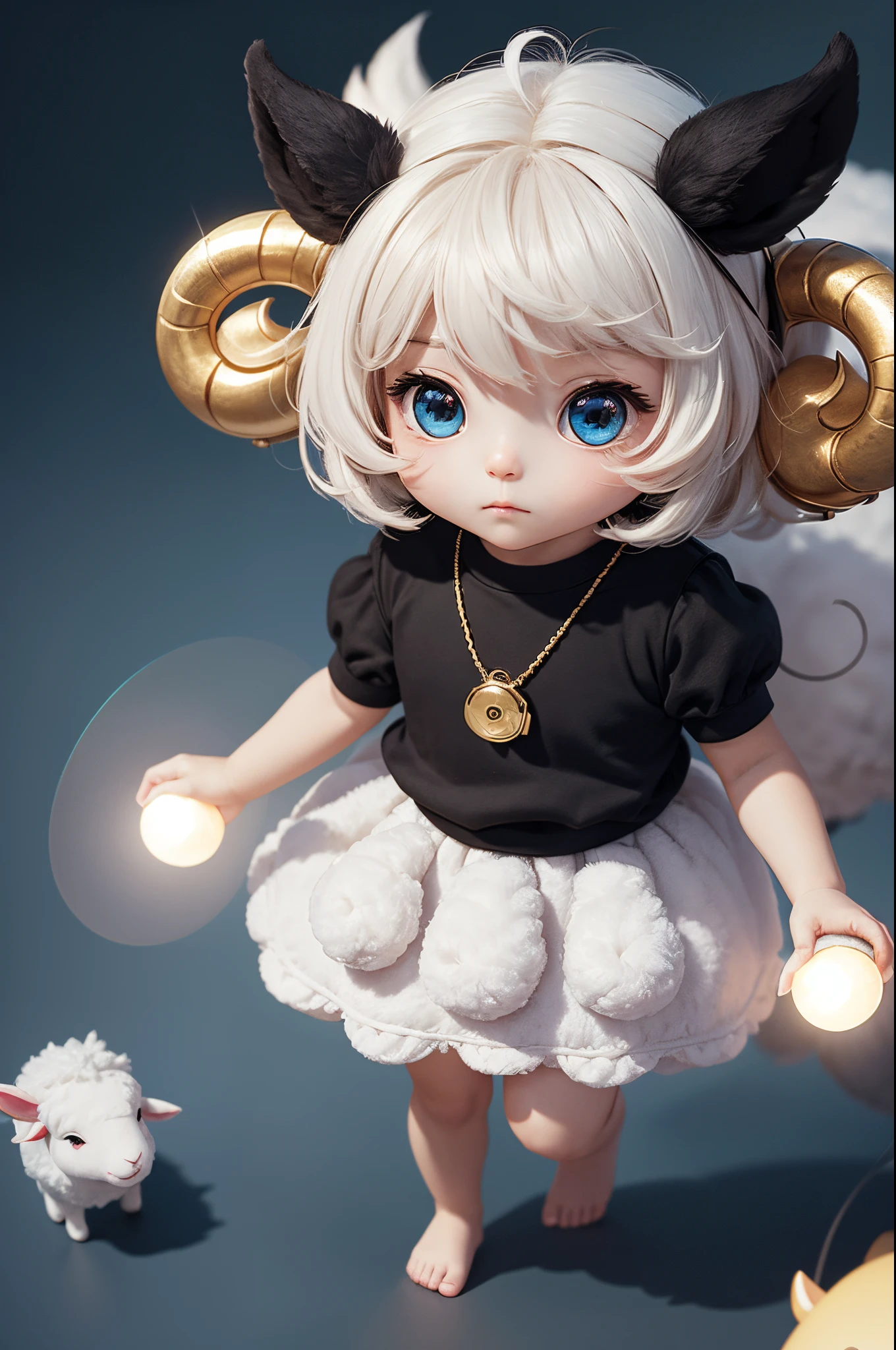 8K,Male,Cute little surreal sheep with golden eyes wary necklace、Chibi、male ,Adorable and fluffy、Logo Design、comic strip、cinematic lighting effect、A charming、3D Vector Art、Cute and quirky、Fantasyart、bokeh dof、handdraw、digitial painting、Soft lighting、Isometric style、4K resolution、photo realistic render、Highly detailed clean、Vector image、A photorealistic masterpiece、professional photograpy、Simple space background、Flat white background、 isometry、vivid vector,Stand on both feet,