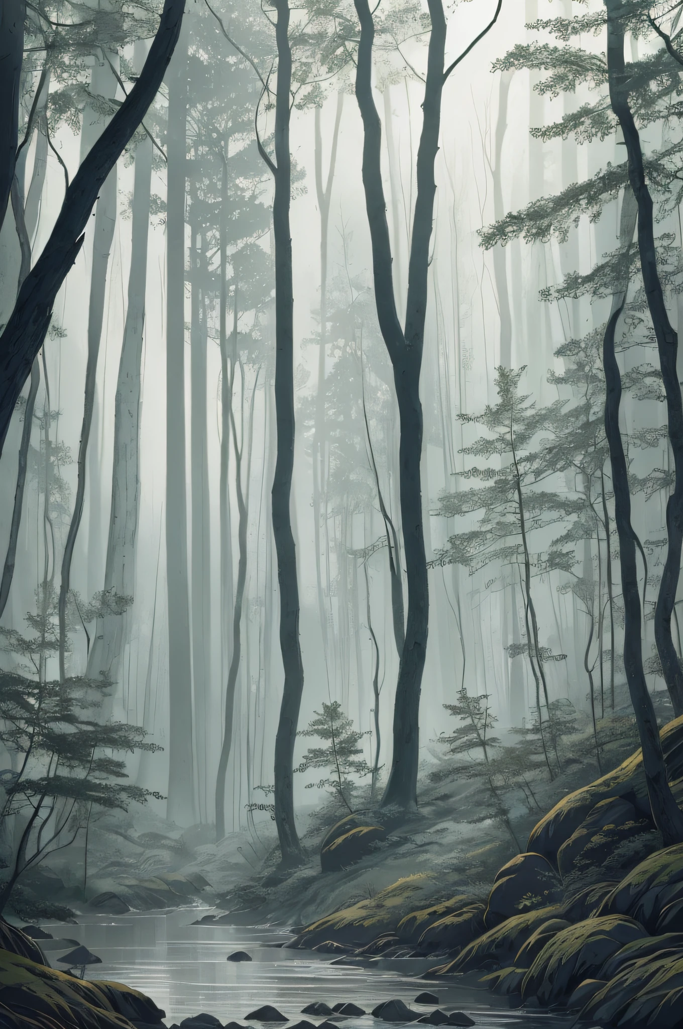 stylized, full body image, tiny princess of the forest with faerie wings and small curved horns sitting in a forest clearing, torn cloak, leaf dress (masterpiece), (best quality), (ultra detailed), (absurdres), (highres), (official art:1.4), (illustration:1.4), (distinct image:1.2),(delicate illustration: 1.2), 8k,(detailed face:1.3), (highlights in eyes:1.3), (detailed hair:1.3), (detailed skin:1.3), dark, mystical scandinavian forest (misty 1.9), looming trees, dark, moody, stylized, white background with one color ink stains, art by Alternity77, drawing stroke made with Rottring 0.5mm pen, perfect drawing lines. 8k Wallpaper, highly detailed, muted colors, subtle colors, myhtic,
