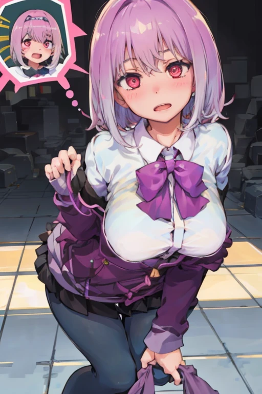 ((Masterpiece)),((high resolution)),((Best Quality)),Anime illustration,((1girl)),saigyouji_yuyuko_touhou,Feeling embarrassed,Are crying,,(Young),baby and biglarge breasts,(low length),(Short),(child),orgasm,drunken eyese Collar, sex toy, dildo,vaginal object insertion, vaginal dildo insertion, pussy object insertion,naked ,pussy juice,rope bondage,arms behind back,bound arms,bound breasts,one-bar prison,standing,