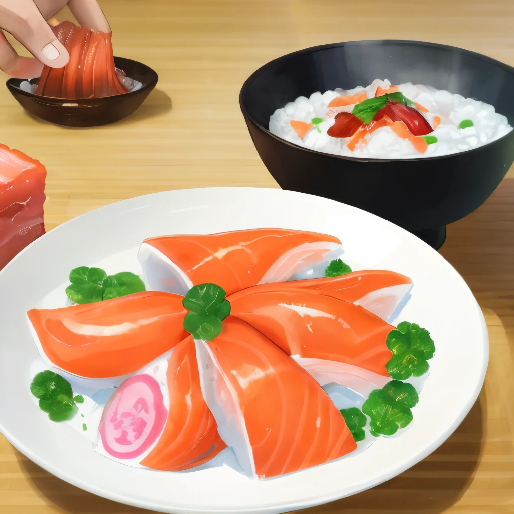 Illustration of Surimi Union eating oyaki