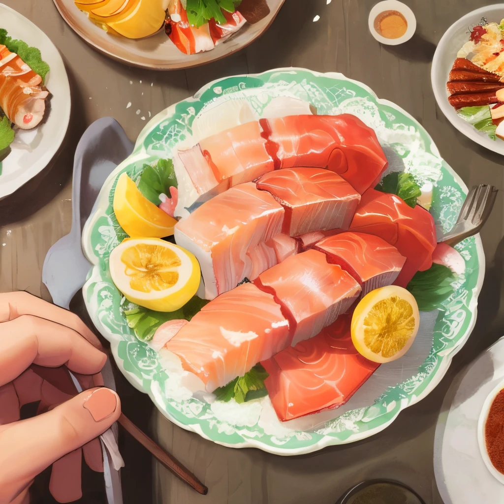Illustration of Surimi Union eating oyaki