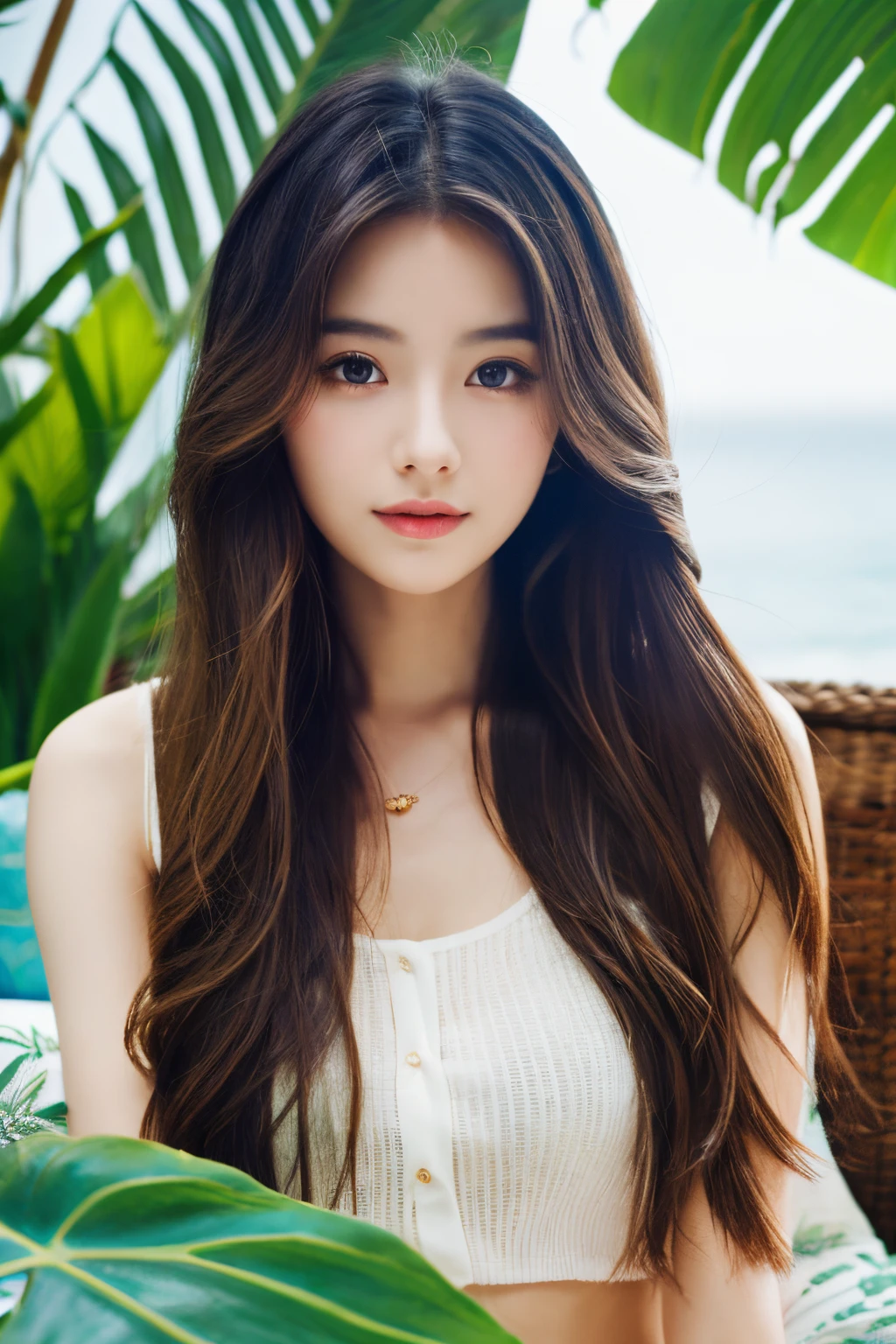 20Year old girl Beautie、Style best、Tropical coast、visible、Longhaire