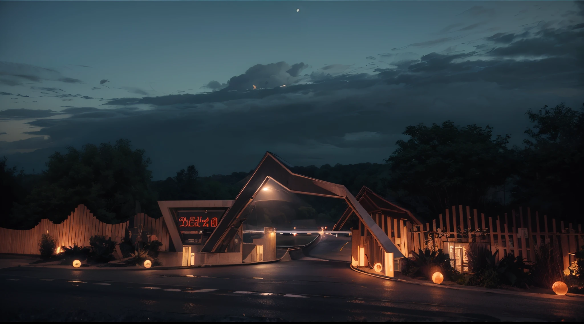 (((tmasterpiece))),((Best quality)),Daytime rendering，In the daytime，Metallic，highway sign，Strip light，Bridges，freeway，a plant，floor lamp，ambientlighting，hight contrast，Vibrant colors，night time render，（Interesting light and shadow：1.02），