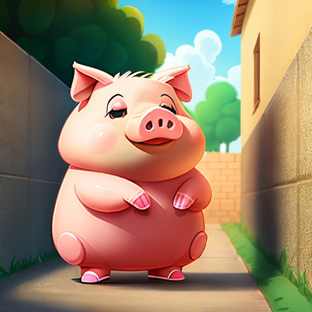 Create a cartoon-like pig character