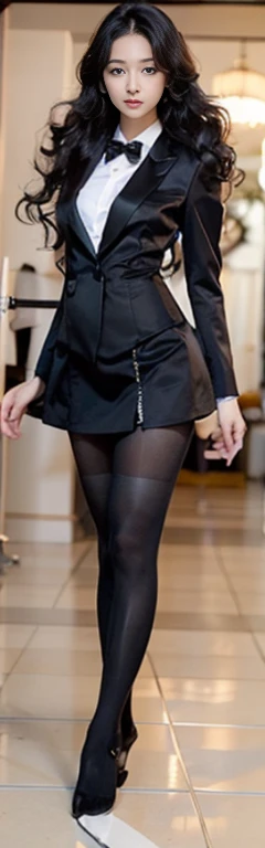 Professional Dress,100D black hip socks,blackstockings,black pantyhoses,Thick black stockings,Colossal tits,hip is cocked,super detailing,hyper HD,A high resolution,1080p,Anatomically correct,Acura,body coordination,Portrait photos,Delicatemakeup,slender thigh,Best quality, tmasterpiece, 超A high resolution, RAW photos, Beautiful and beautiful,deepshadow, (realistically:1.4), full-body composition, Striking perspective