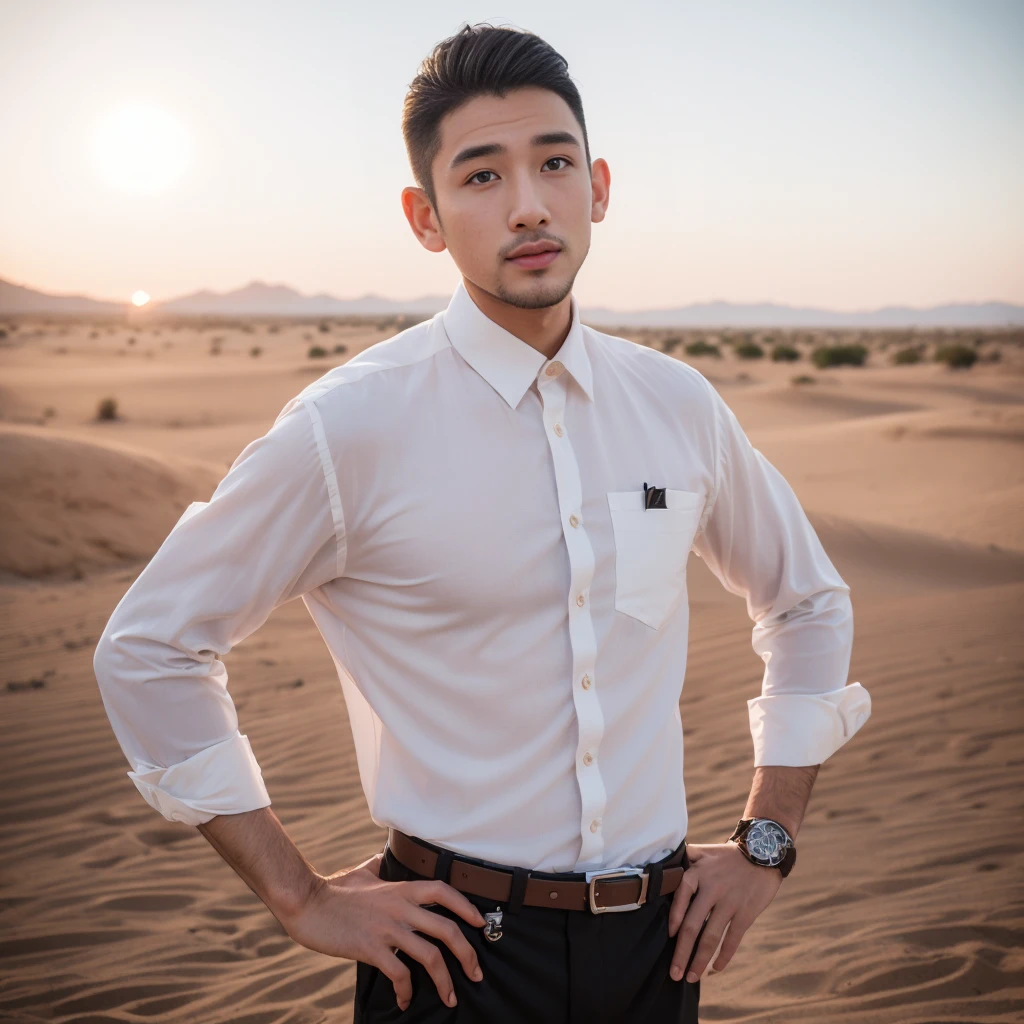 (((2boy))),actual, ((tmasterpiece)), ((Best quality)), (Detailed pubic hair), Cinematic, 动态照明, in pastel shades, detailedbackground, professional photoshooting, depth of fields, iintricate, Detailed pubic hair face, sub surface scattering, photo-realistic hair, photorealistic eye, Muscular, Masculinity, buzz clip,Handsome photos (Latino men), Mecha 4RMOR, convertible coat,chest muscle,Abs, glowing, dynamicposes, Desert background,stubbles, trouser,The crotch is raised,white leggings sweatpants,natta,Huge lunar crossing,Get up