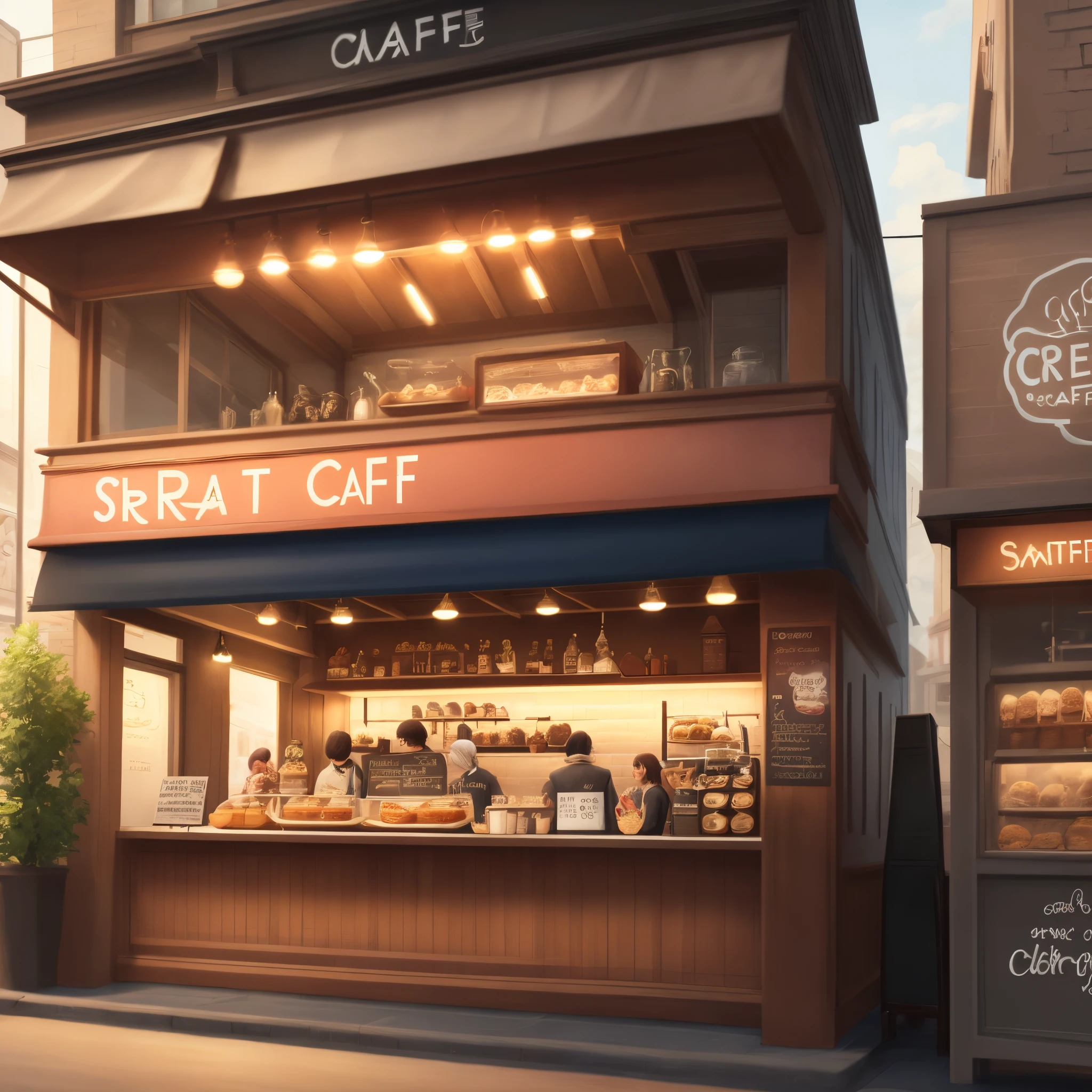 Streat cafe, realistic
