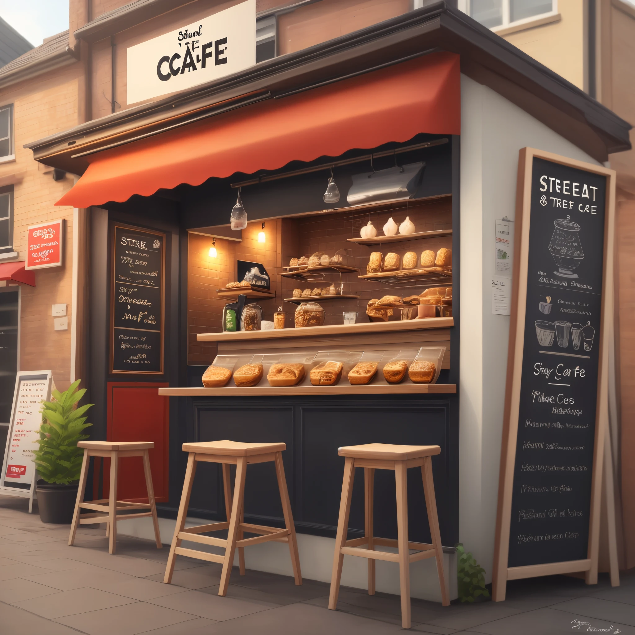 Streat cafe, realistic