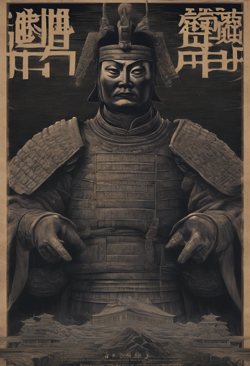 filmposter,,terracotta warriors,Alone,Detailed armor、delicated face