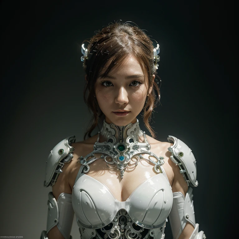 organic cyborg, white plastic, diffuse lighting, fantasy, intricate, elegant, highly detailed, art by Yoshitaka Amano