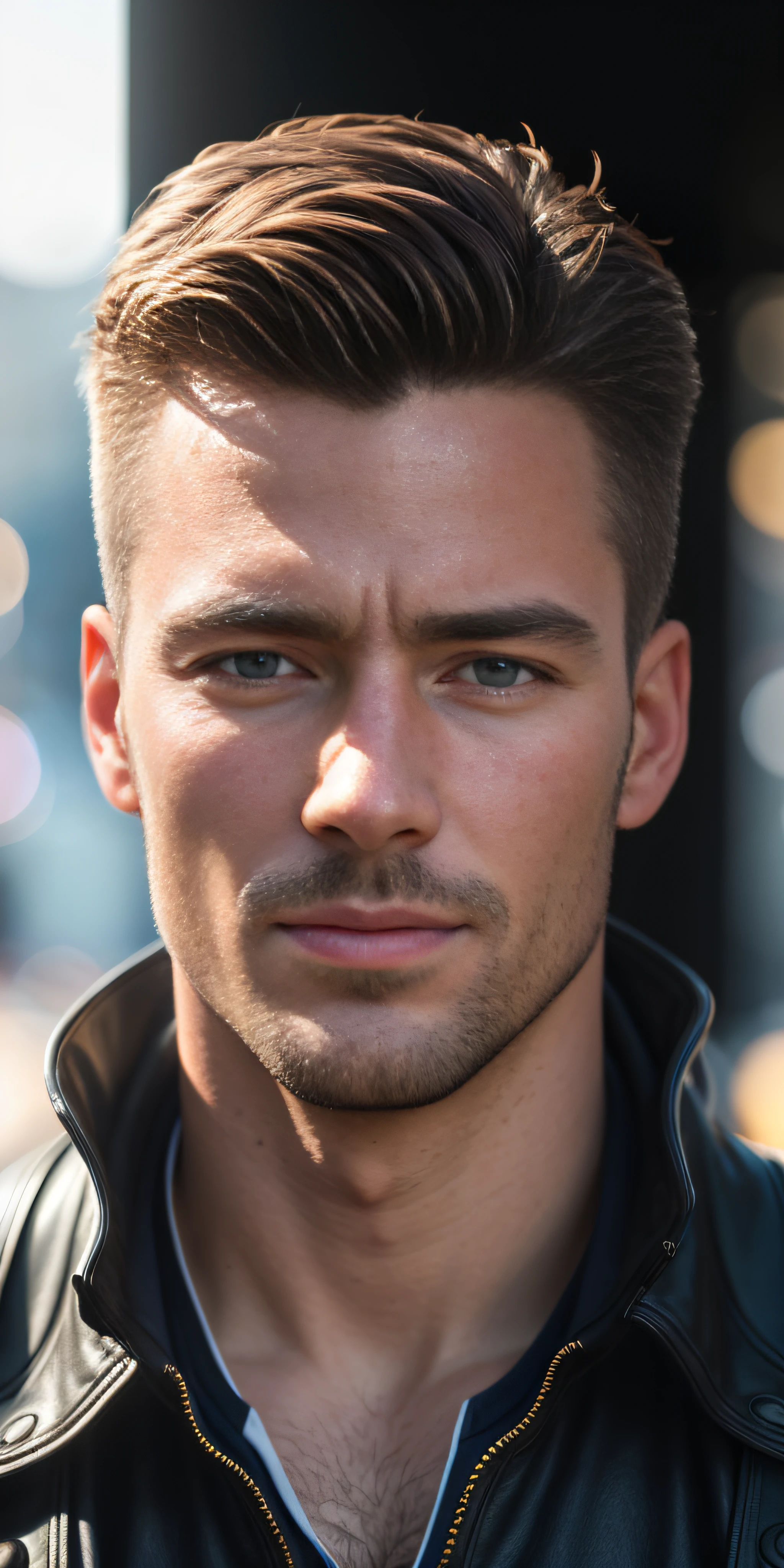 Handsome European guy, in the city, photo-realistic, photo, tmasterpiece, realisti, 真实感, photo realism, High contrast, photorealistic digital art. Тренды Artstation 8k HD. Realistic detail in high resolution., Detailed, skin texture, hyper-detalied, realistic skin texture, beste-Qualit, extra high resolution, (photo-realistic: 1.4),, hight resolution, Detailed, RAW photo, abrupt repetition, Nikon D850 Camera Roll. 4 Kodak Portra 400 F1 lens..6 Rich colors, hyper realistic texture, dramatic lighting, UnrealEngine trend in Artstation Cinestill 800,