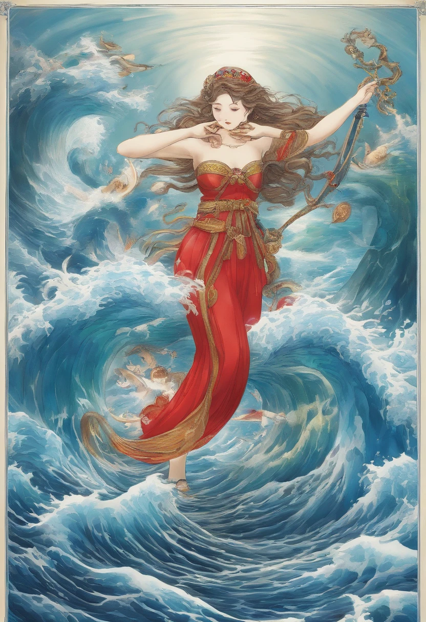 Guanyin, full body, full naked, nsfw: 2.0, sun, cloud, water wave