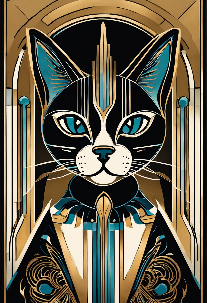 cat, art deco