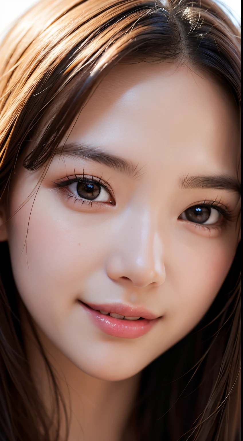 close-up, masterpiece, best quality, raw photo, photorealism, smile, beautiful girl, cute, long hair, depth of field, high resolution, ultra detail, detail, highly detailed eyes and face, sharp pupils, realistic pupils, sharp focus, cinematic lighting