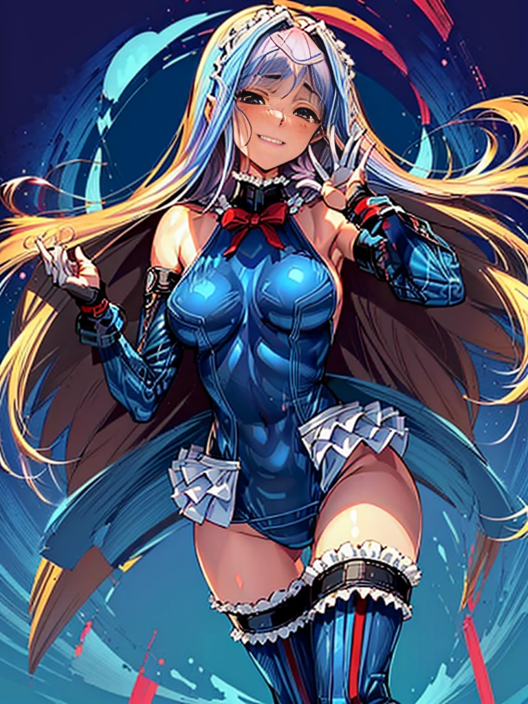 (1girl in:1.2, ( (digital) ( (Passages in the base:1.2), medium breasts, (fril swimsuit, thighs thighs thighs thighs, Detached sleeves)) , Best Quality, marierose,、Hypnorola
Eyes in the sky、1girl in,Emotionless facial expressions,Walking、grinning evily