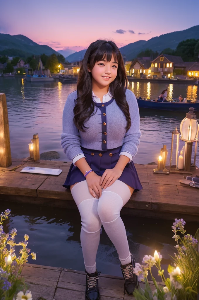 (Teen Girl:1.5),(huge-breasted:1.2),(thick thighs:1.4),(Smile:1.2),
In a quaint village by the lake、There are colorful rowing boats on the shore,
Calm lavender fields as far as the eye can see,
Romantic moonlit beach,
,Bangs,
the Extremely Detailed CG Unity 8K Wallpapers