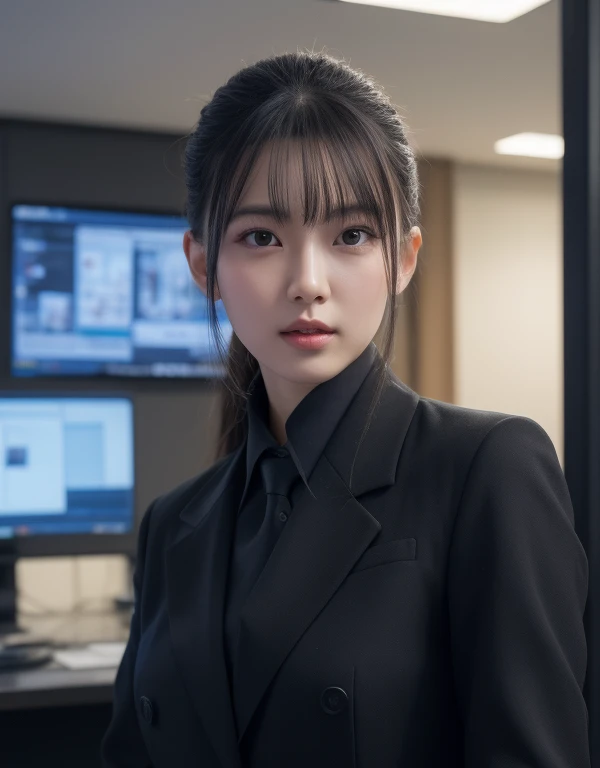 Ultra Detail, High resolution, ultra-detailliert, Best Quality, amazing, of the highest quality,统一 8k 壁纸, Cinematic lighting, A Japanese Lady,OL,In the office,Recruit Suit,27yo