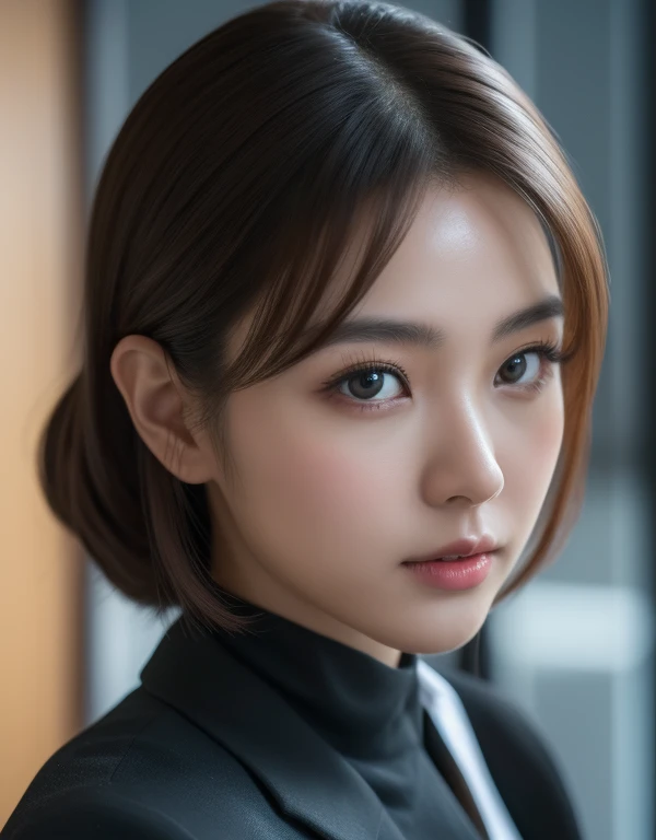 Ultra Detail, High resolution, ultra-detailliert, Best Quality, amazing, of the highest quality,统一 8k 壁纸, Cinematic lighting, A Japanese Lady,OL,In the office,Recruit Suit,27yo