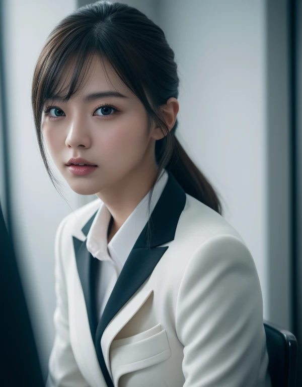 Ultra Detail, High resolution, ultra-detailliert, Best Quality, amazing, of the highest quality,统一 8k 壁纸, Cinematic lighting, A Japanese Lady,OL,In the office,Recruit Suit,27yo