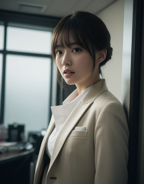 Ultra Detail, High resolution, ultra-detailliert, Best Quality, amazing, of the highest quality,统一 8k 壁纸, Cinematic lighting, japanes,OL,In the office,Recruit Suit,27yo,Riho Yoshioka