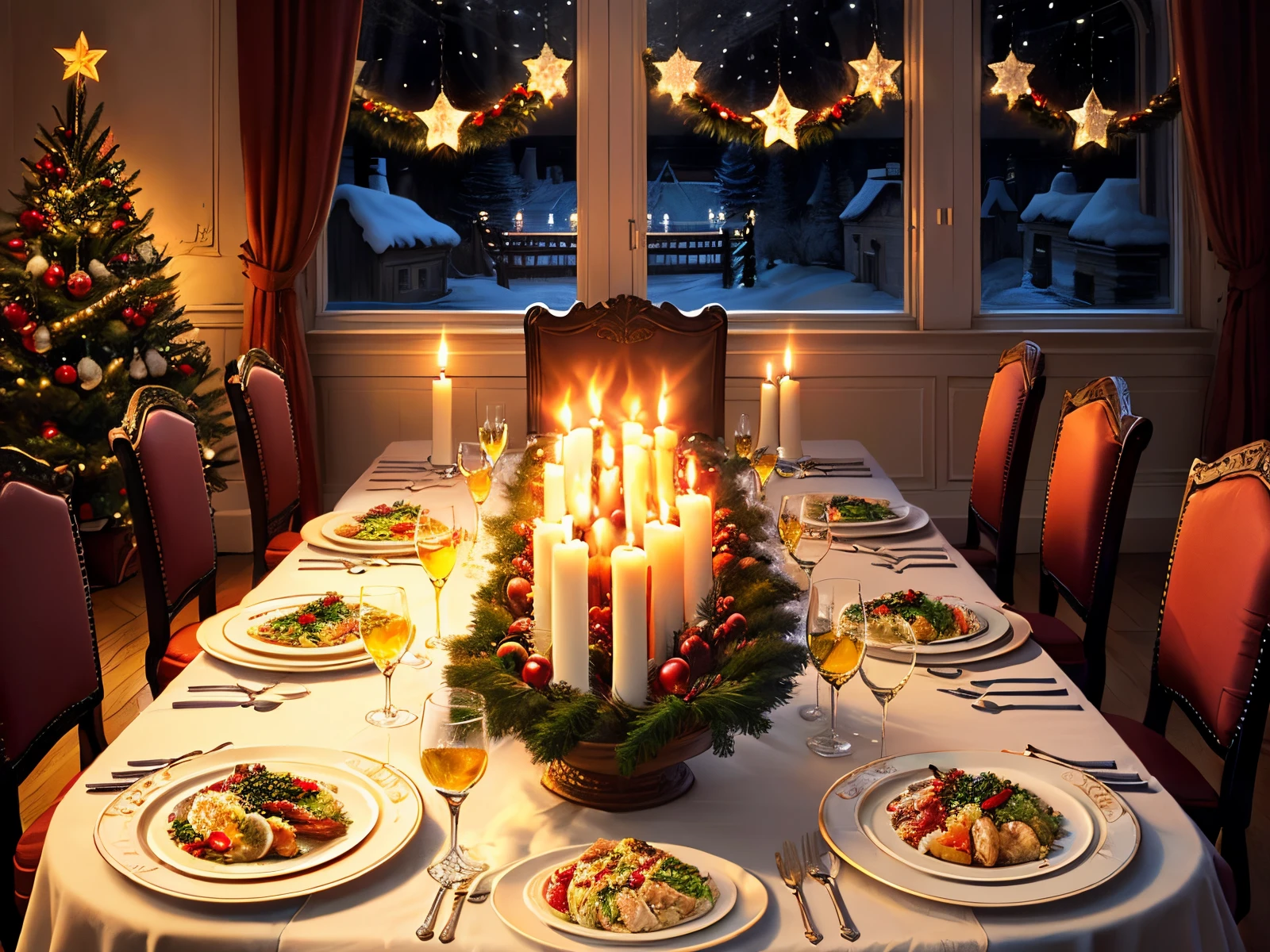Table de Noël traditionnelle avec repas