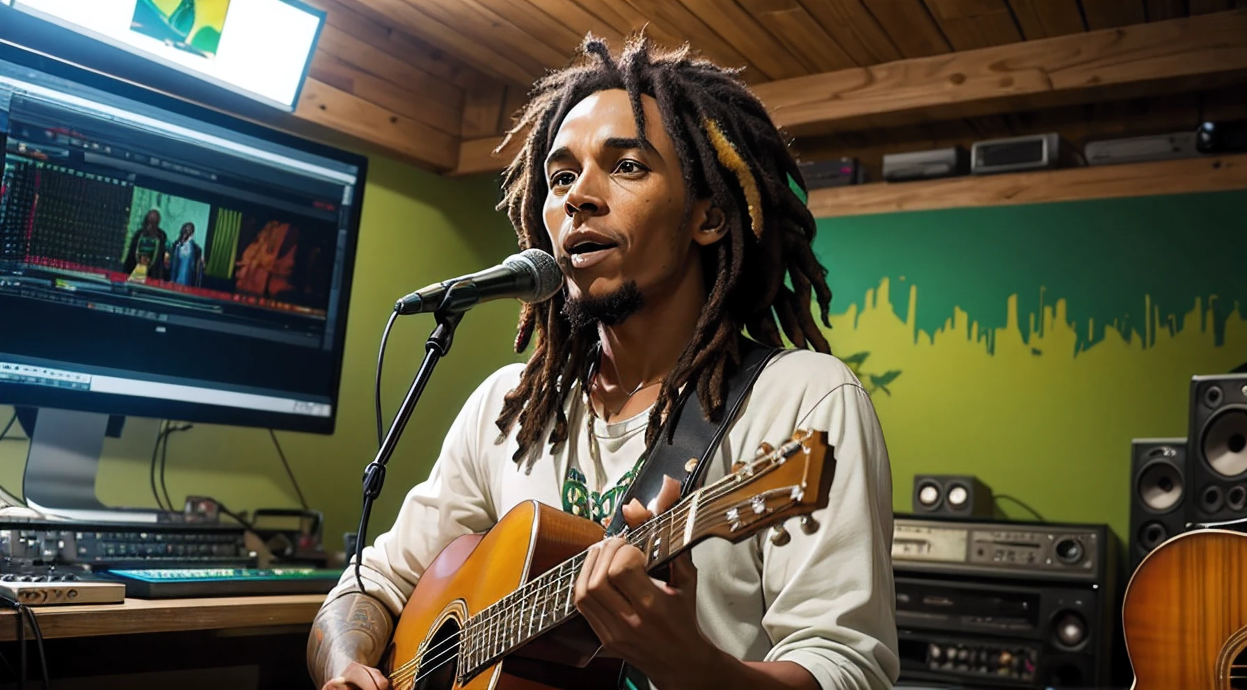 Bob Marley full HD in a ecologic music studio with jamaican style