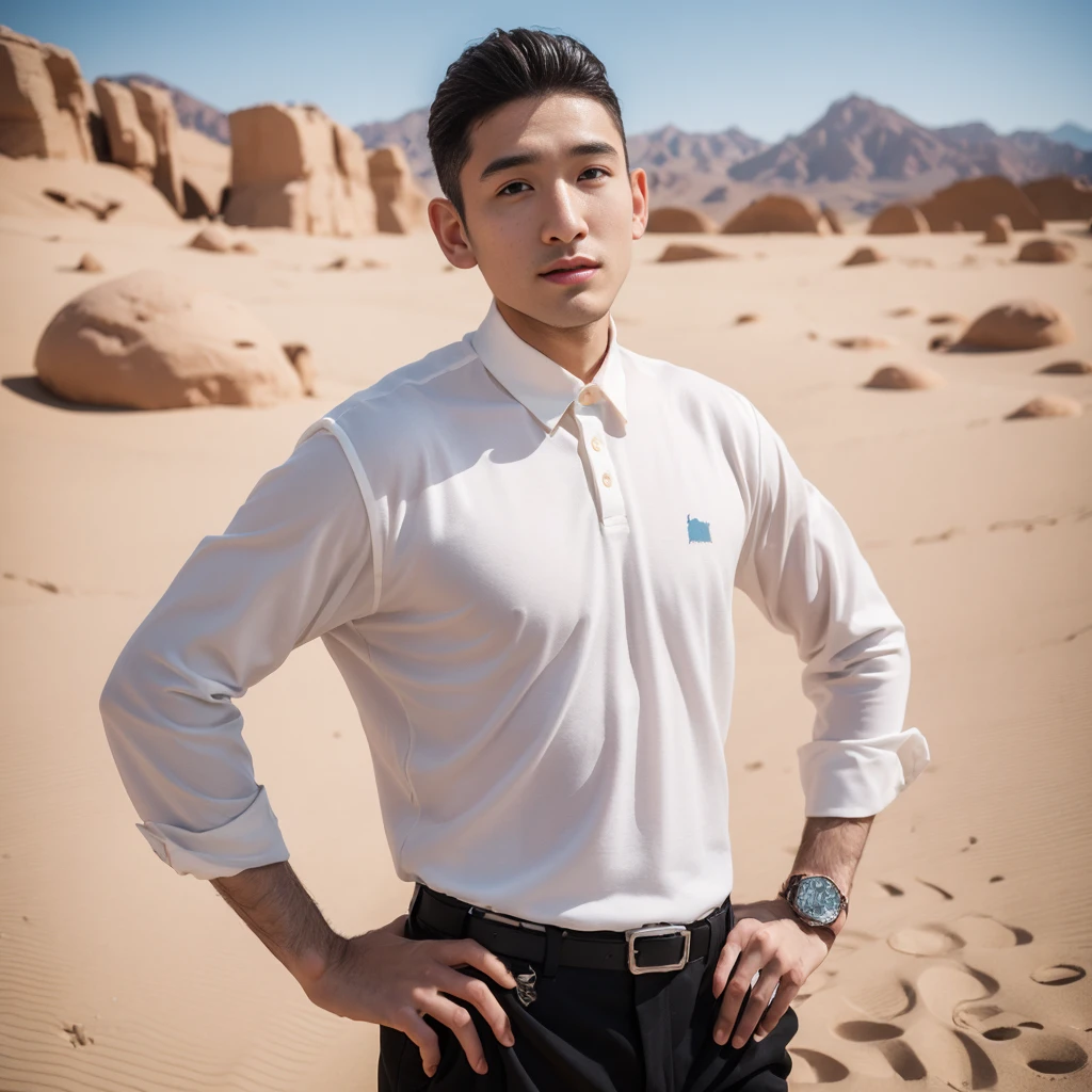 （（（2boy）））,actual, ((tmasterpiece)), ((Best quality)), (Detailed pubic hair), Cinematic, 动态照明, in pastel shades, detailedbackground, professional photoshooting, depth of fields, iintricate, Detailed pubic hair face, sub surface scattering, photo-realistic hair, photorealistic eye, Muscular, Masculinity, buzz clip，Handsome photos (Latino men), Mecha 4RMOR, convertible coat，chest muscle，Abs， glowing, dynamicposes, Desert background，stubbles, trouser,The crotch is raised,white leggings sweatpants，natta，Huge lunar crossing，Backed by the mountains