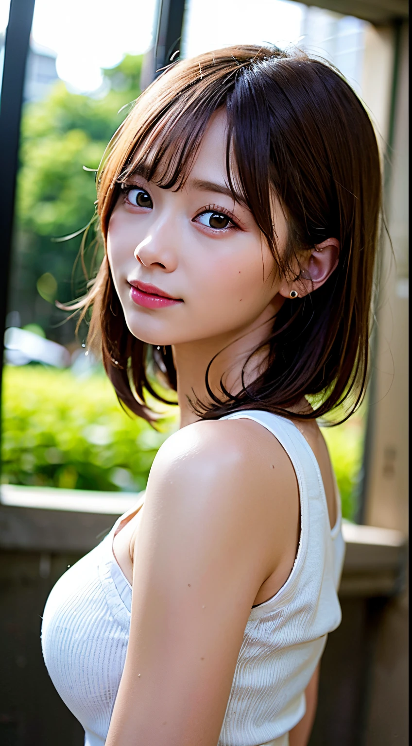 Arafed asian woman with a white top and black pants - SeaArt AI