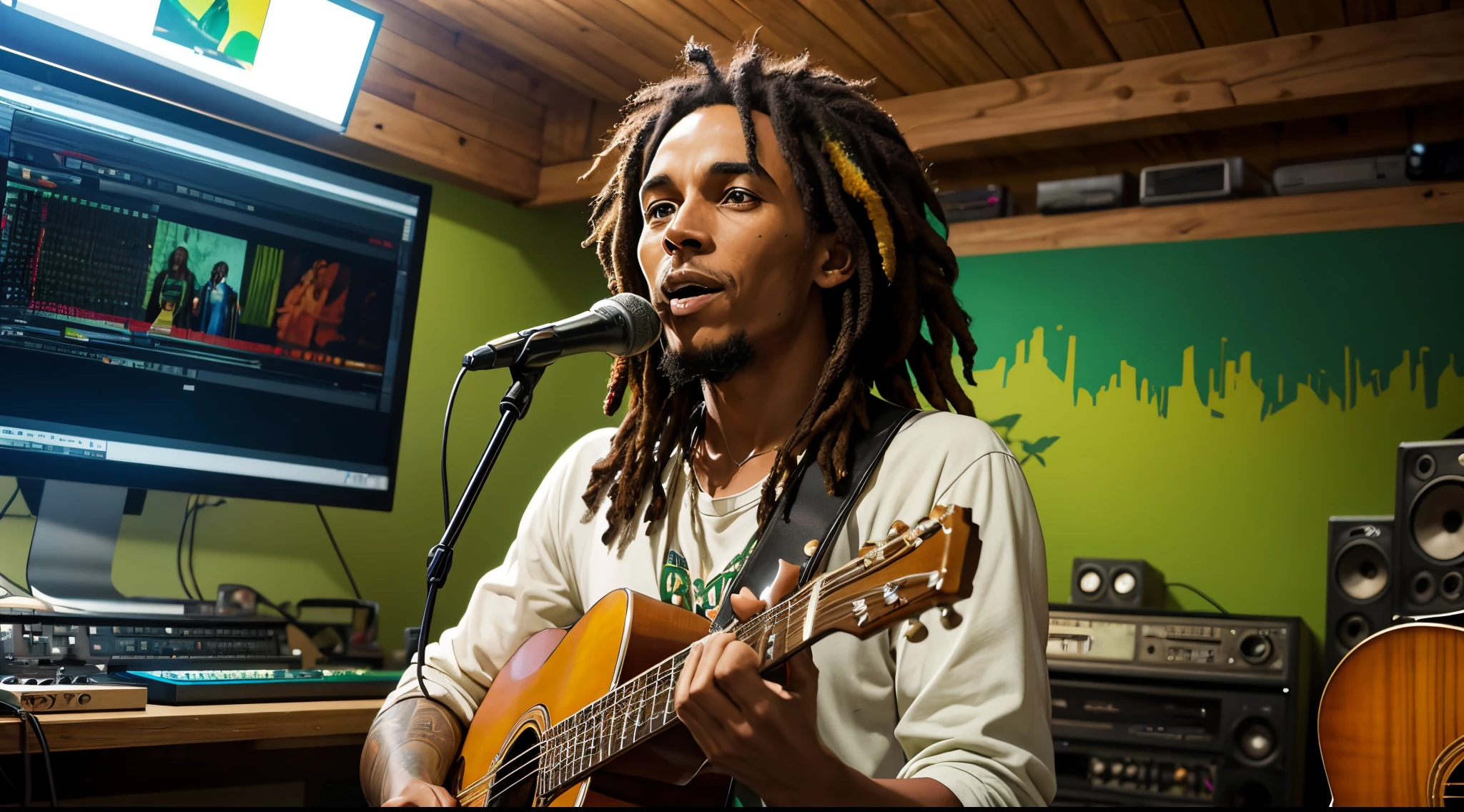 Bob Marley full HD in a ecologic music studio with jamaican style