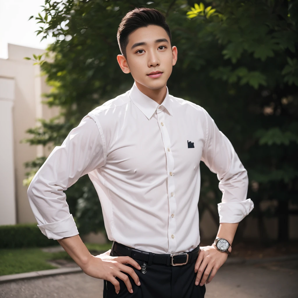 (((2boy))),actual, ((tmasterpiece)), ((Best quality)), (Detailed pubic hair), Cinematic, 动态照明, in pastel shades, detailedbackground, professional photoshooting, depth of fields, iintricate, Detailed pubic hair face, sub surface scattering, photo-realistic hair, photorealistic eye, Muscular, Masculinity, buzz clip,Handsome photos (Latino men), Mecha 4RMOR, convertible coat,chest muscle,Abs, glowing, dynamicposes, Oyama Background,stubbles, trouser,The crotch is raised,white leggings sweatpants,natta,