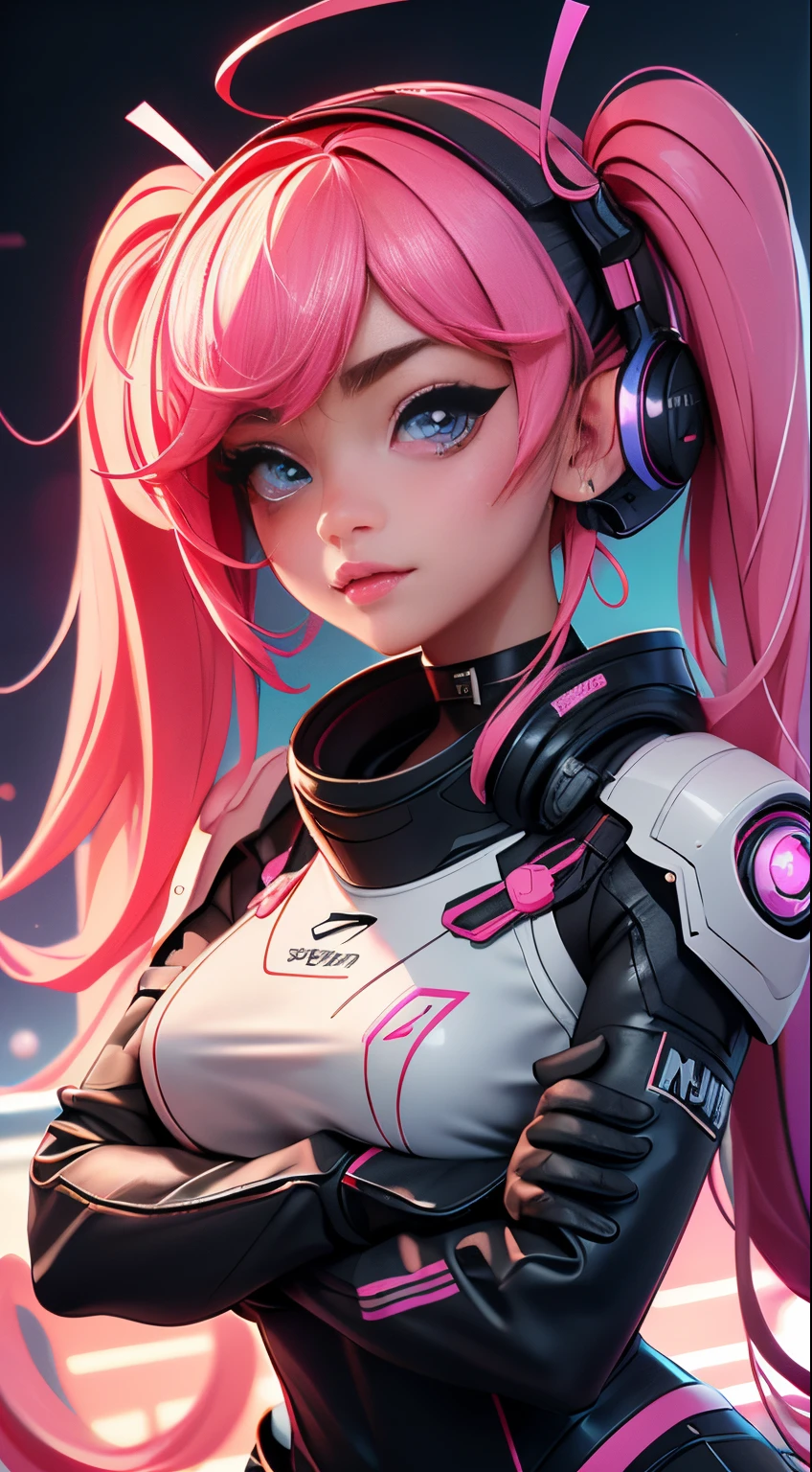 ((hyper realism)), fisheye photo, lucy \(cyberpunk\), 1girl, (((side view))) perfect model face, oval face, sharp chin, sharp small nose, glossy nose tip, glossy blush cheeks, (((emberressed blushing face expression))), ((eye bags)), bangs, cleavage, blue hair, colored tips, grey eyes, jacket, long sleeves, looking at viewer, medium hair, face portrait, multicolored hair, thick thighs, (((huge breasts))), hair flying upwards, parted lips, parted bangs, eyes open, pink hair, portrait, red eyeliner, full glossy lips, solo, white jacket, cyberpunk \(series\), cyberpunk edgerunners
