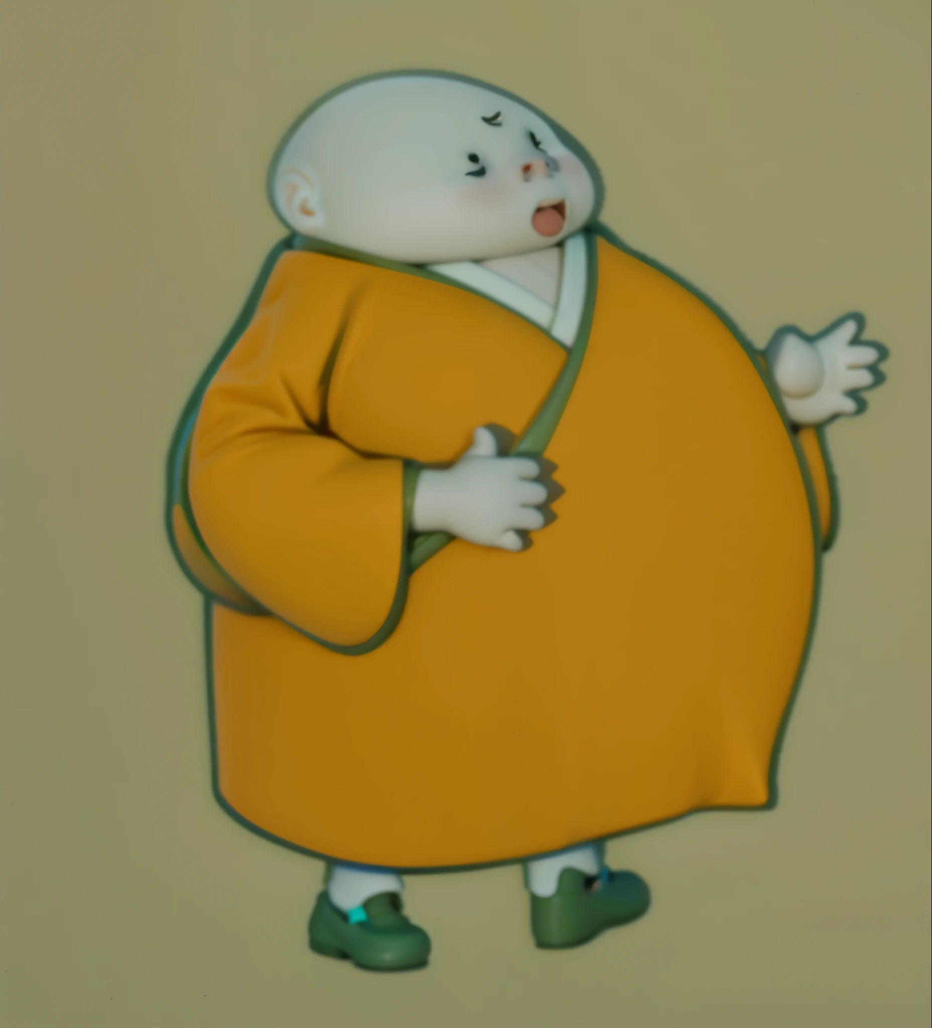 Q version,little monks,bald,Bald monk,White-colored skin,Wear white socks,Japanese cloth shoes,Cute 3d rendering,Anime monk,Cute 3d anime boy rendering,Cute and detailed digital art,Mini cute boy,stylized 3d render,3d rendered figure art 8k,lovely digital painting,Anime style 3D,Ultra-detailed rendering
