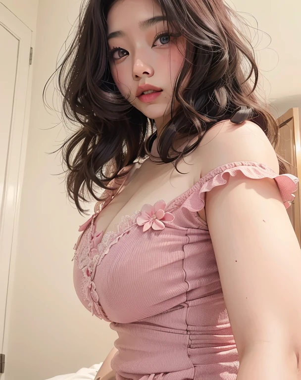 femme asiatique araffée dans une robe rose posant pour une photo, BBWCHAN, Yoshitomo Nara, Le, Sakimichan, Busty, Déesse japonaise, 1 8 I, [32K HD]^10, Fille coréenne, Métavers moyen, sexy :8, 8k))