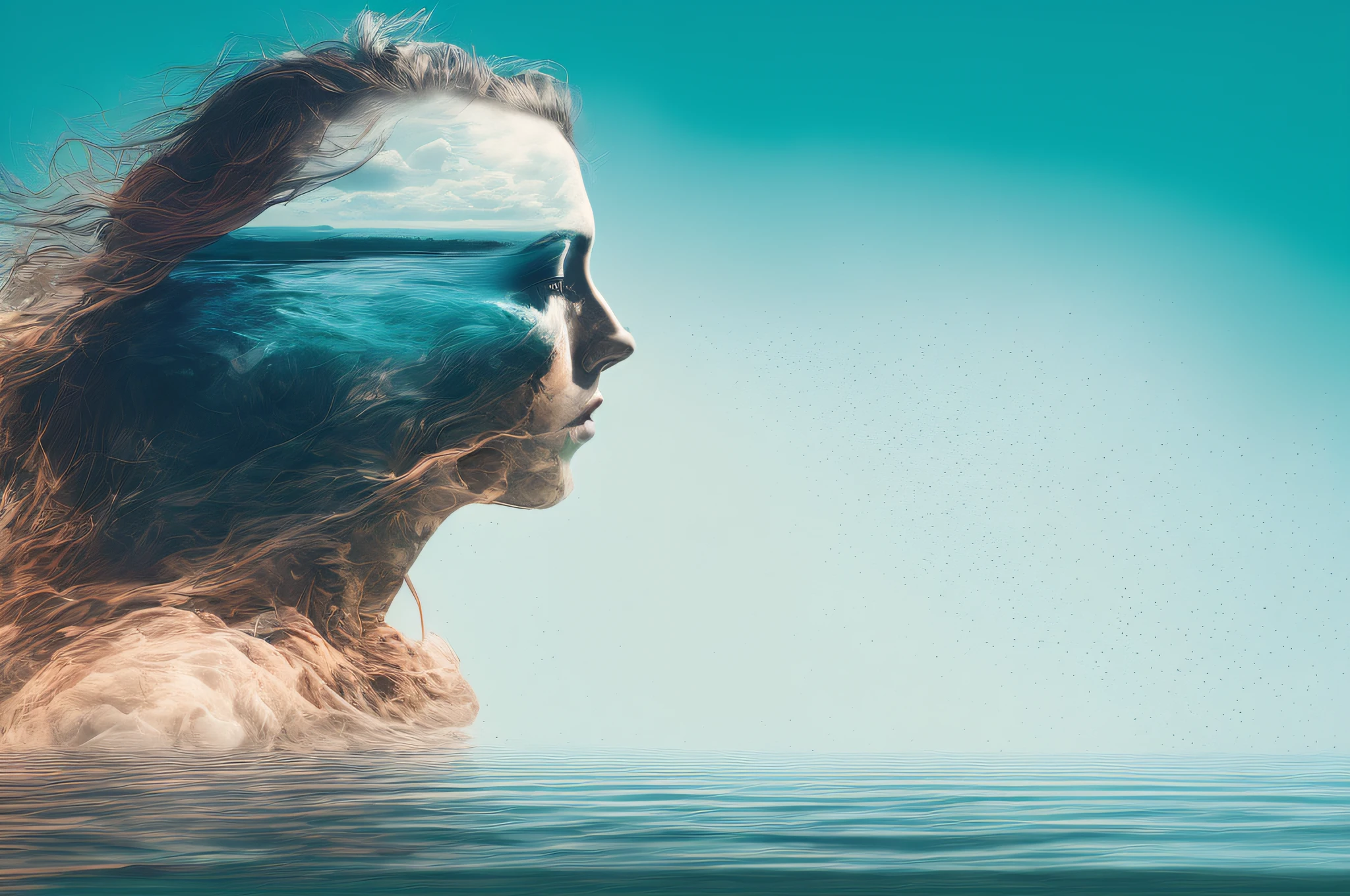dublex style, woman, water