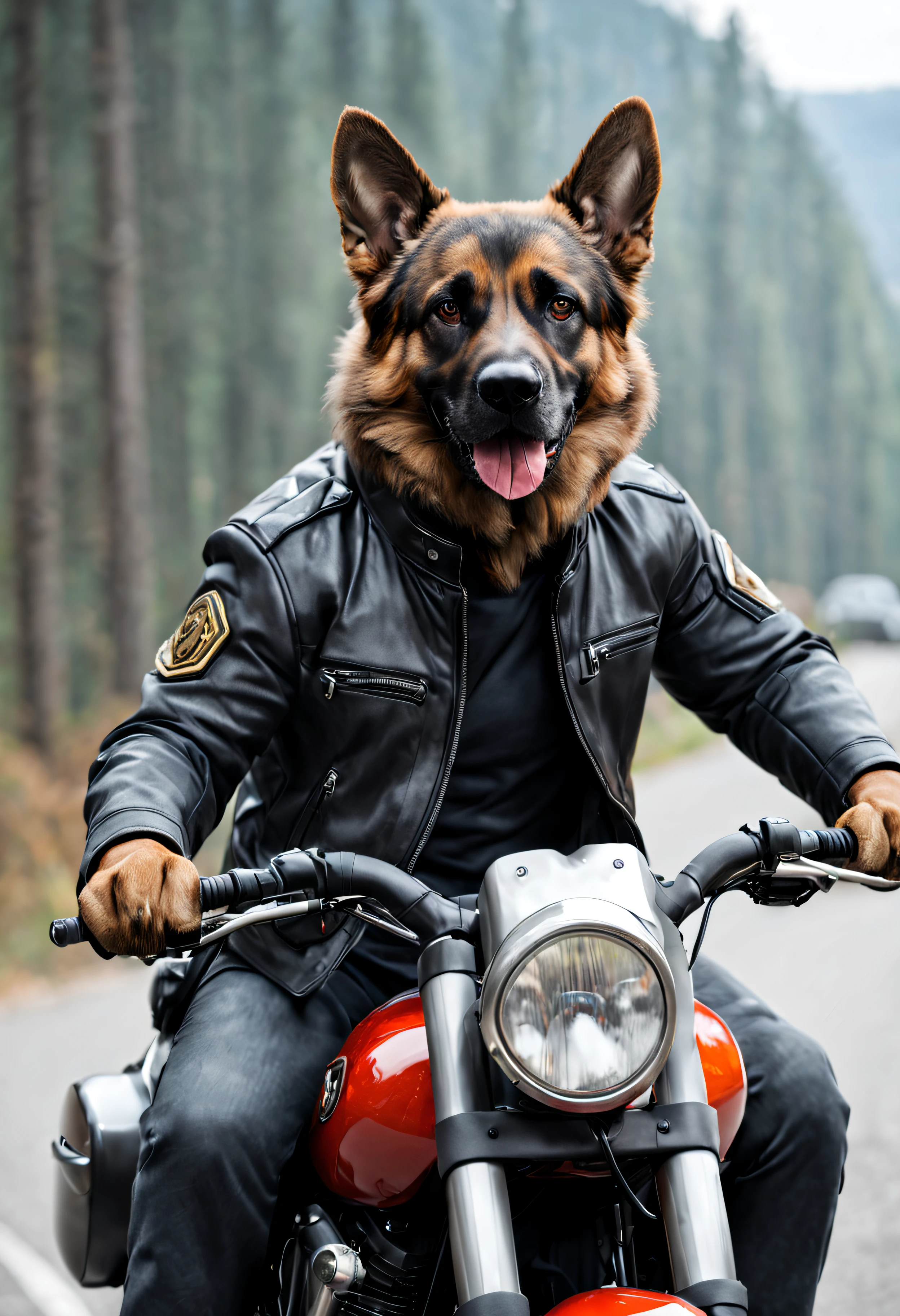 (So cool husky)(4k)Wearing a picot,wearing sunglasses,conspicuous muscles,(surreal:1.5)Carrying a backpack with metal trim,Ride a Harley motorcycle,Stroll through the bustling streets。