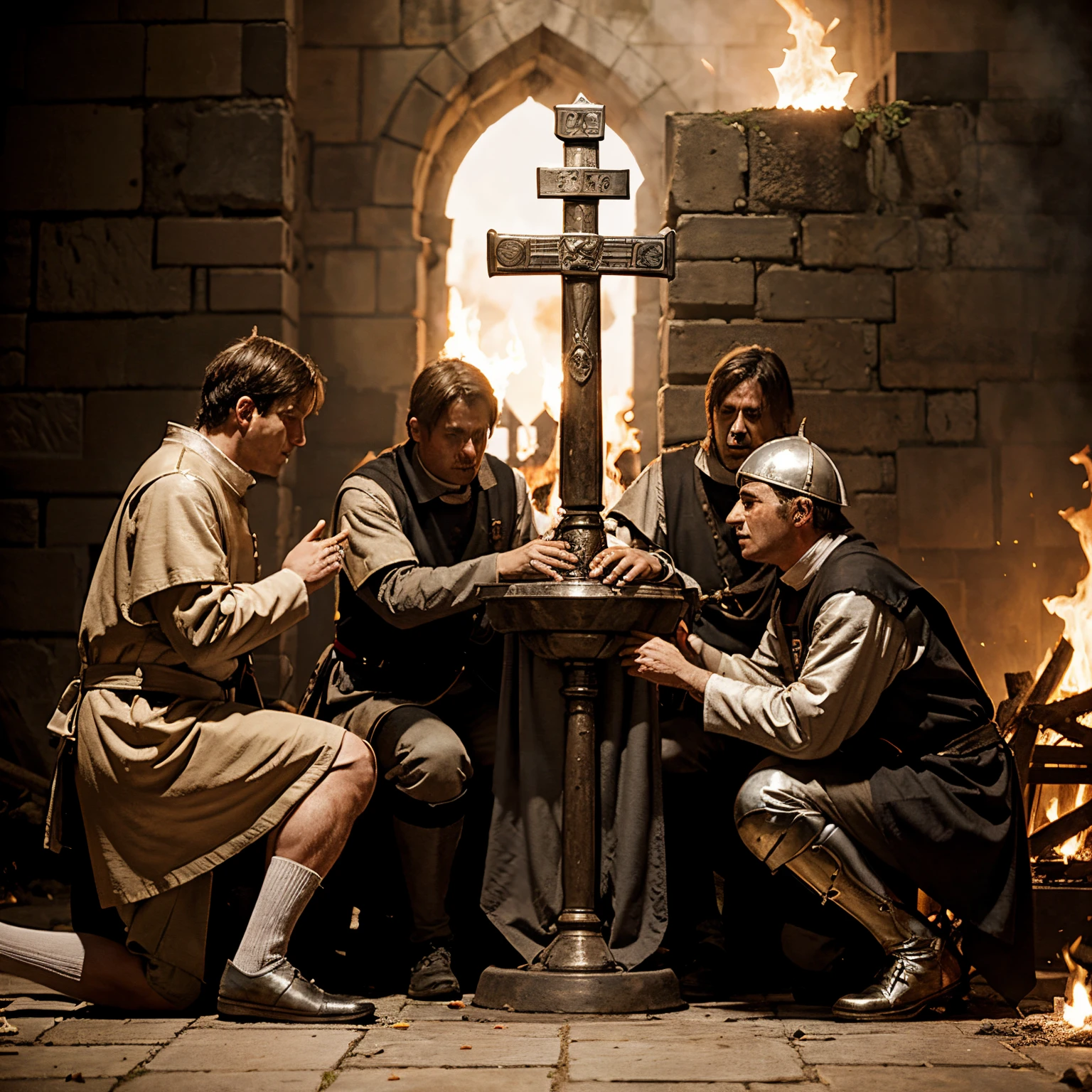 The knights Templars being burned at the stake by pope Clement
