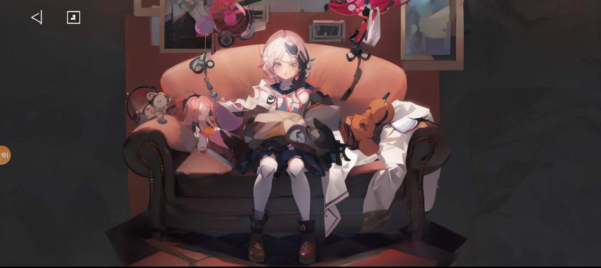 Anime girl sitting on a chair with a group of dogs, guweiz on pixiv artstation, digital art from danganronpa, Guweiz style artwork, guweiz, guweiz on artstation pixiv, change, girl, splash ink art anime loli, Lolish