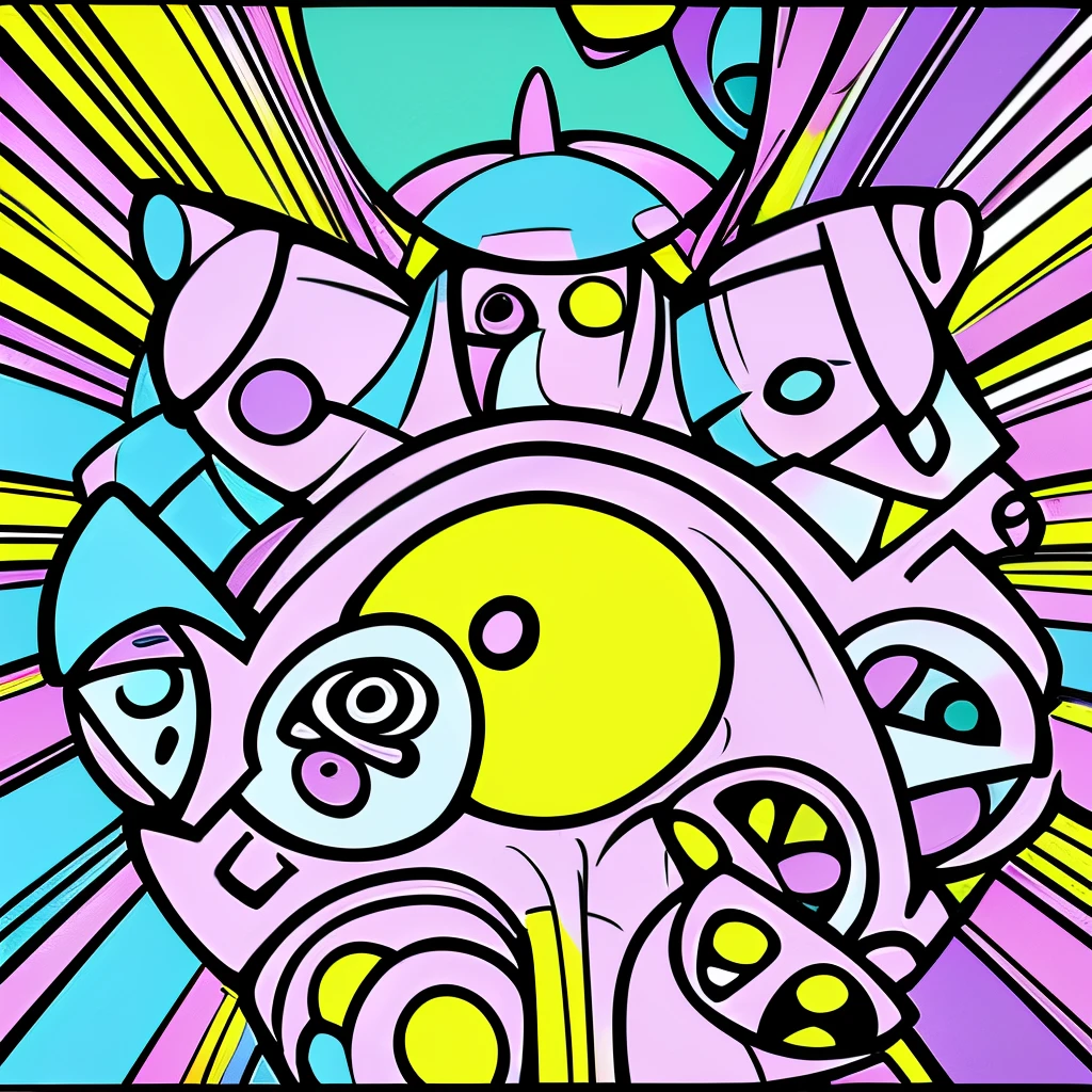 (Ultra-detailed,Portraits),(Bright colors,Vibrant colors),(Best Quality,masutepiece:1.2),(inspired by famous people),(The artists:by Keith Haring),(Colorful Pop Art),(Eyes and faces with detailed),(Playful movement and lines),(Animals:dogy,Cats),(round shapes and numbers),(Dynamic Poses),(Abstract features),(graffiti style),(Expressive,Energetic),(funky patterns),(bold outline),(Black and white contrast),(inspired by comics),(80s atmosphere)