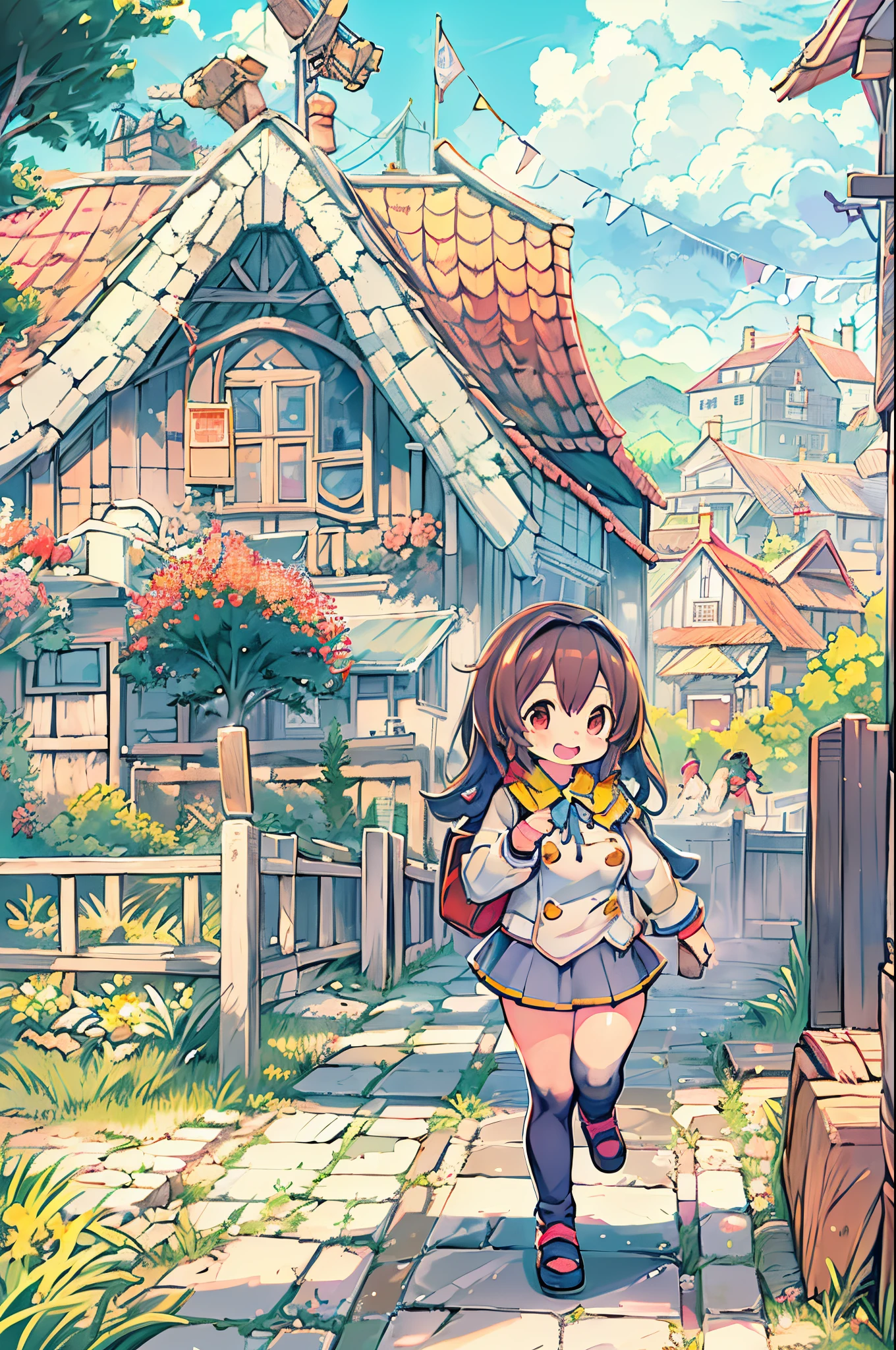 huge-breasted、kawaii、8 girl、A big smile、bbw、thick thight、big butts、Ultramammy,Chibi, beautiful anime scene, Anime landscapes, Anime Background, Beautiful anime scenery, Beautiful peace scenes in anime, landscape artwork、inside the kindergarten、Hobo-san