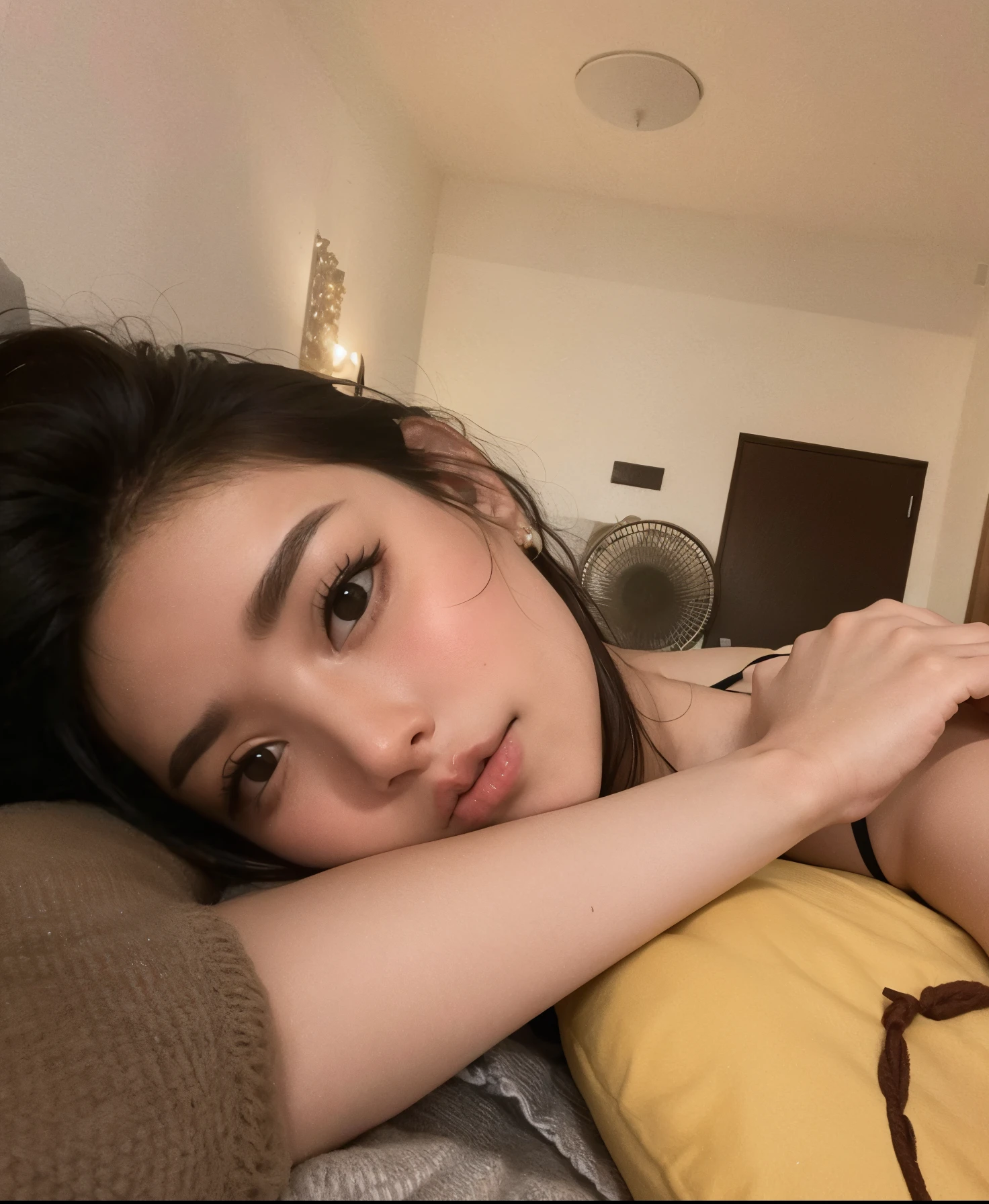 NSFW, (8K, RAW Photos, of the highest quality, Masterpieces: 1.2、Raw photo)、Portraits, high resolution RAW color photos, Professional Photos、Super Resolution, 8K Picture Wallpaper,(Realistic, Real Photos: 1.3),1 persons、super detailed, muito Detailed and beautiful, Highly detailed, Amazing details、Cute beautiful woman with perfect body: 1.4、Slim small breast: 1.2、Full body image, Amazing details、Cute beautiful woman with perfect body: 1.4、Slim big: 1.2、shinny skin、Glossy lips、High-definition face and skin texture、A detailed eye、二重まぶた、Bare skin is wet、Highly detailed and focused chest、(High Definition Breast、happy facial expression)、((Gray hair color、Longhaire、Curled Hair)), ((Breast A Cup:1.2, small breast、爆乳:1.2、firm breasts:1.2))、((full body Esbian、Long distance:1.1)), ((see-through lingerie、Garter Lingerie:1.2))、((Luxury Hotels、by the window、Morning sun shining、Sea view from the window))、((Western-style bed))、((Lying on your back on the bed:1.2))、((laying on top of bed:1.2))、((She lies exhausted on the blanket:1.3))、((Focus on women))