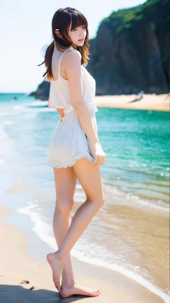 kawaii、long legs and good style、Beautie、sand beach