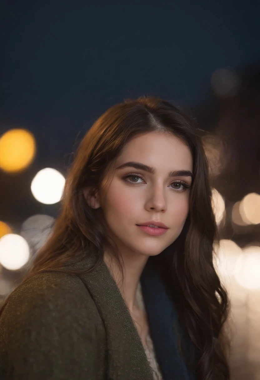 Authentic and detailed portraits of American girls, Attractive, A rainy night when I was 18,Front lens,streets background (Close-up shot:1.6),Best quality,F / 1 HD photography T bokeh,depth of field macro atmosphere sad,European and American women