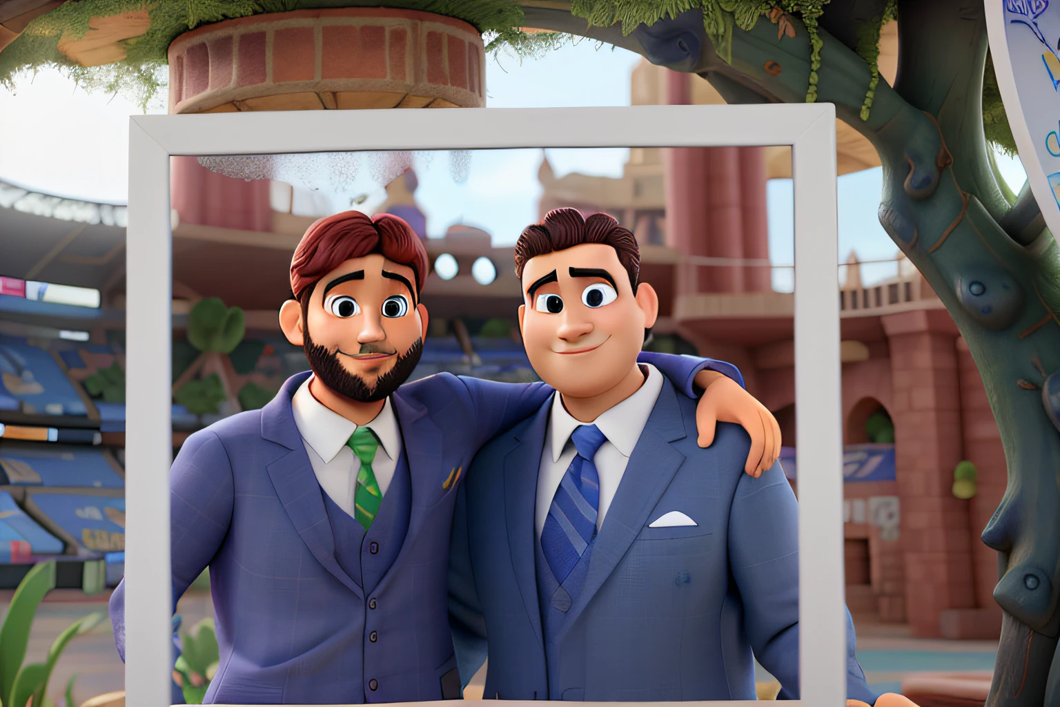 recriar duas imagem com a cara desta foto da pixar disney. in a Dragon Stadium environment. com as camisolas do FcPorto