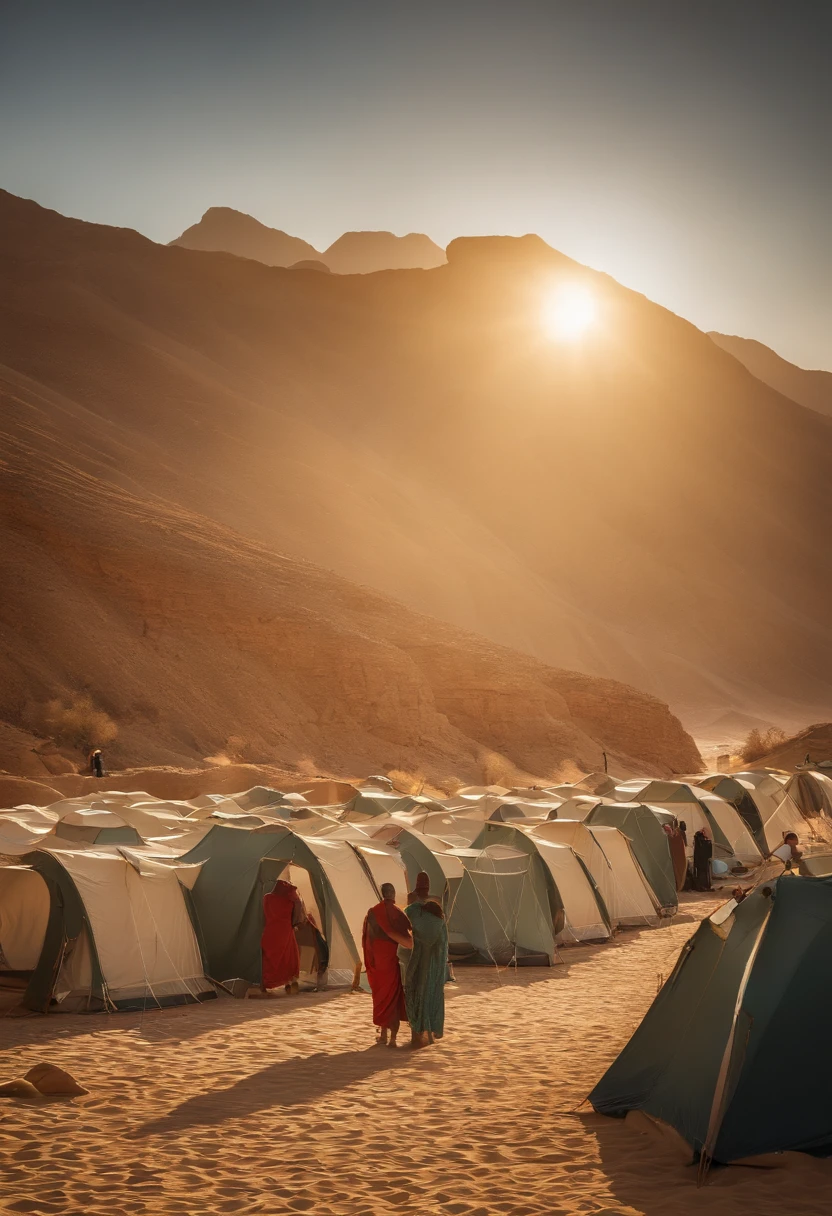 The Exodus of Moses、They set out from Rephidim、Arriving in the wilderness of Sinai、I pitched a tent in the wilderness。Israel is、Therefore、camped towards the mountain、exodus stent、ancient tent、egyptian tent、100,000 tents、tent for 600 people,000 people