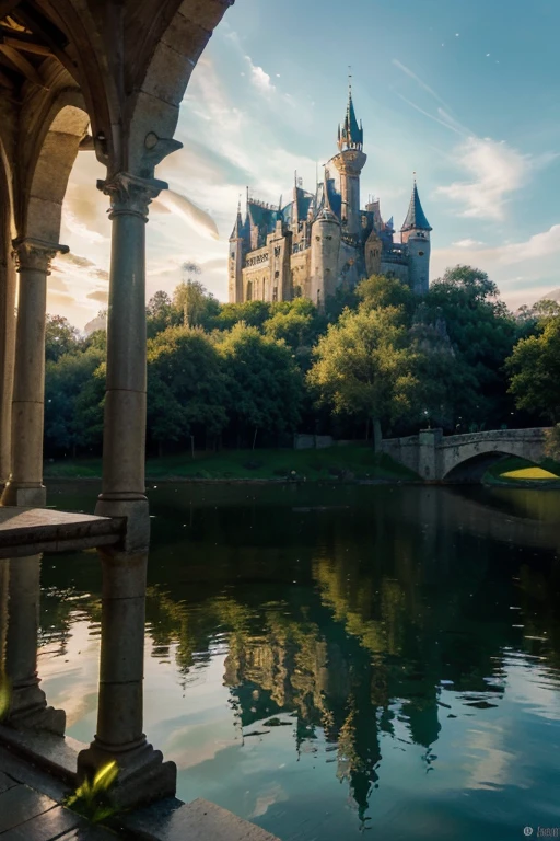 (best quality,4k,8k,highres,masterpiece:1.2),ultra-detailed,(realistic,photorealistic,photo-realistic:1.37),HDR,UHD,studio lighting,ultra-fine painting
castle,imposing,tall,ancient,medieval,strong,fortress,fairytale,walled,majestic,grandiose
glass apple,transparent,fragile,crystal-clear,shiny,delicate,reflective,luminous,spherical,epicenter,preserving
surrounded by a moat,filled with crystal-clear water,serene
green meadow,rolling hills,peaceful,tranquil,magical
stone bridge,arched,connecting castle to mainland
majestic trees,towering,providing shade
blooming flowers,vibrant colors,filling the air with sweet fragrance
a beautiful princess,at the balcony,looking down at the kingdom
knights in shining armor,guarding the castle
fairy-like creatures,dancing in the moonlight
colorful banners,fluttering in the wind
enchanted atmosphere,mystical,whimsical
color palette:warm and cozy tones,gold,green,pink,and blue
soft,glowing light,casting gentle shadows
meticulously hand-painted details,capturing every intricate texture and pattern
a sense of wonder and enchantment,invoking imagination
art style:fantasy,illustration,storybook,realism